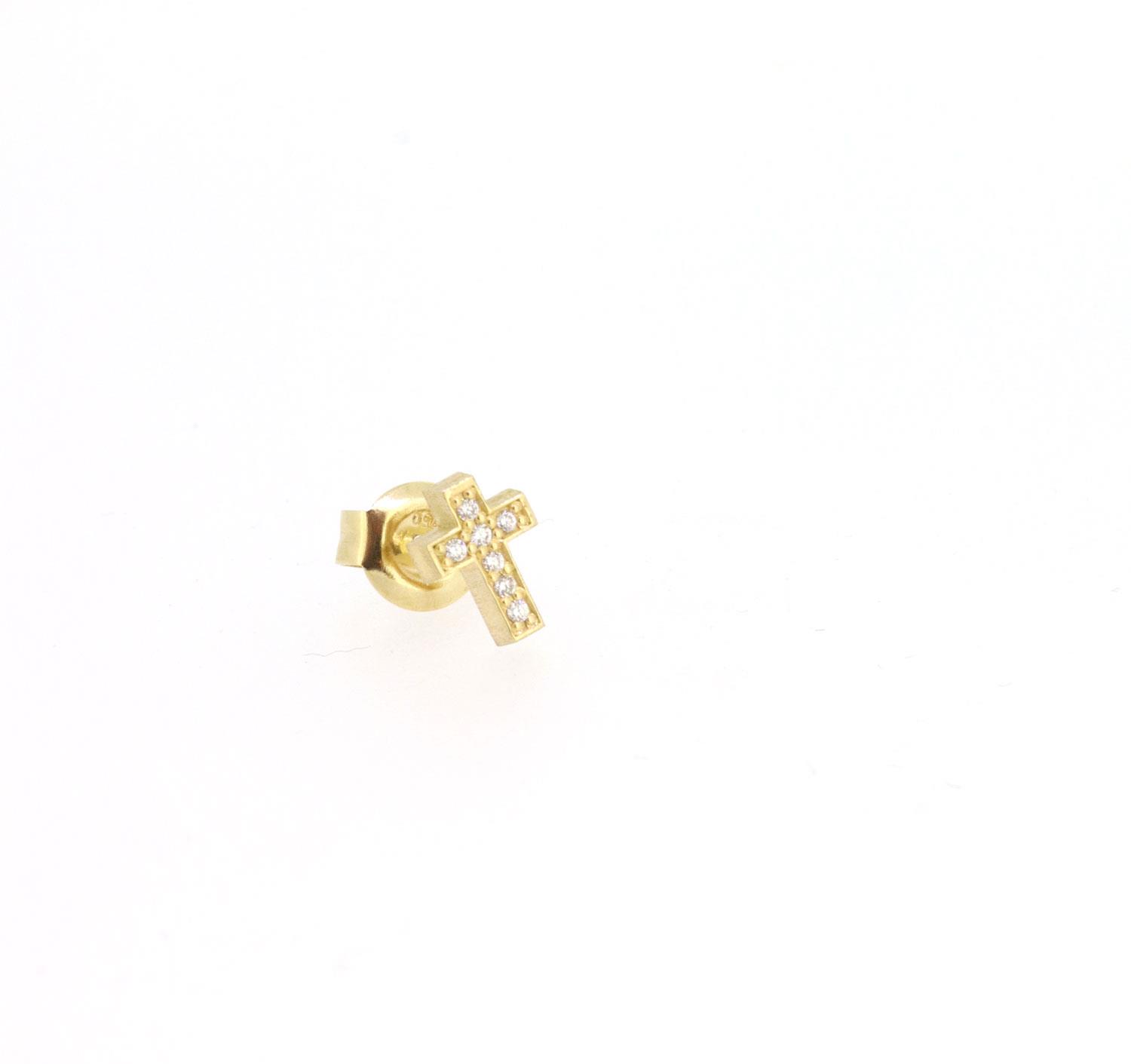 Ohrstecker Kreuz Diamant weiß Gelbgold - Minitials - 3-PDCEW-yg