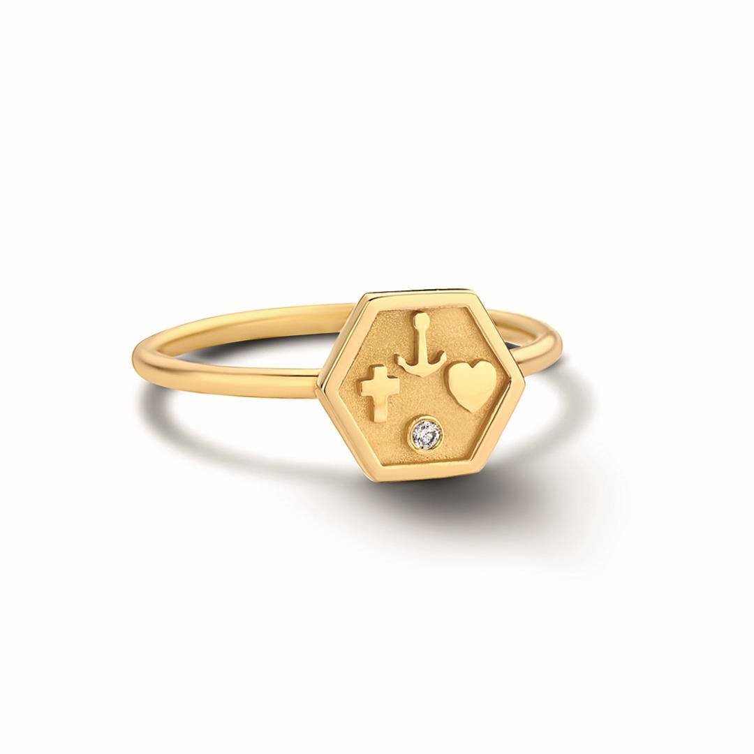 Ring Exagoni Diamant 18ct Gelbgold - Minitials - 4-EDR-yg-HAC