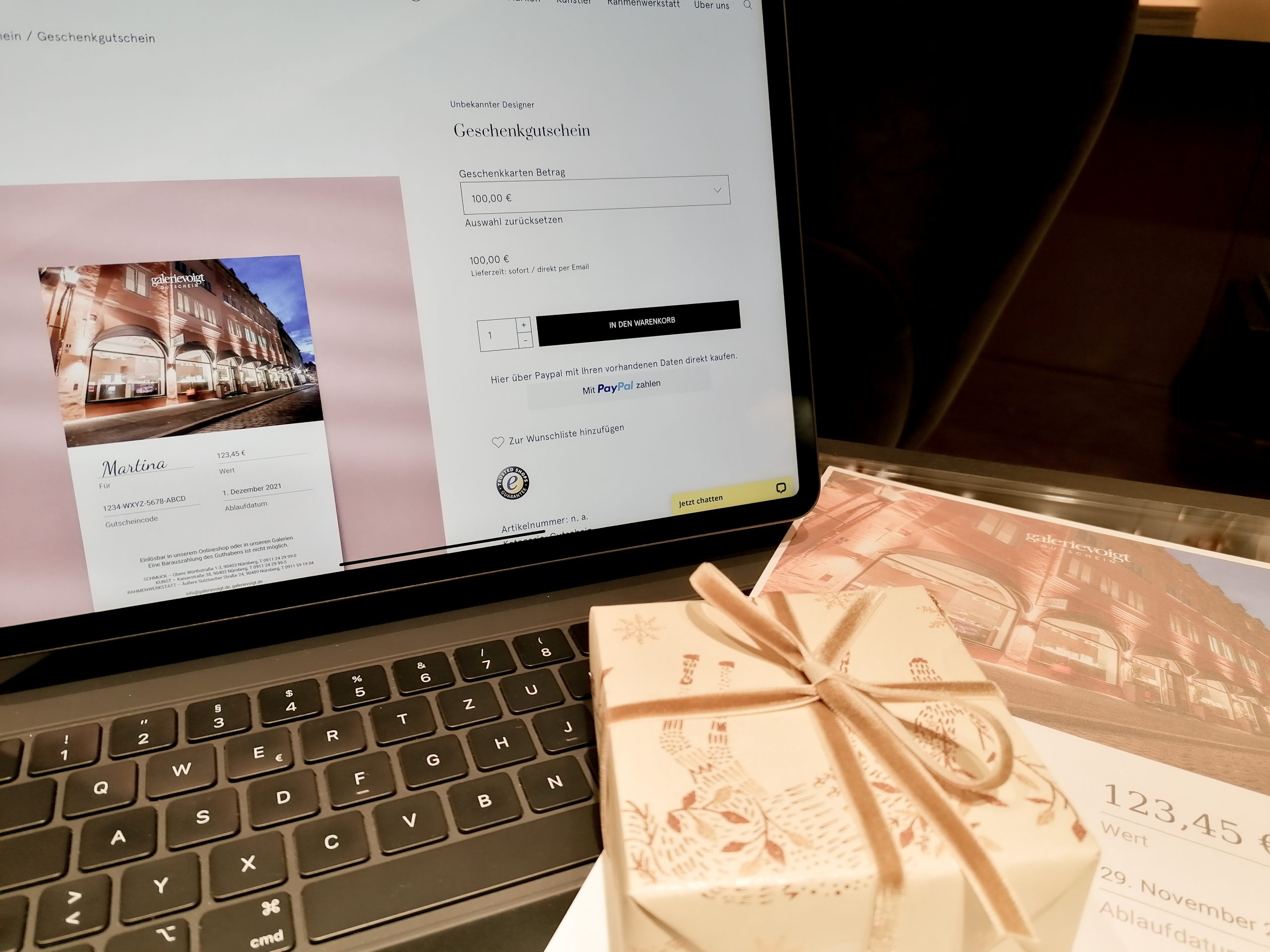 Gutschein, Geschenk, Schmuck, Kunst, Galerie Voigt, Nürnberg, Juwelier, Geschenkgutschein