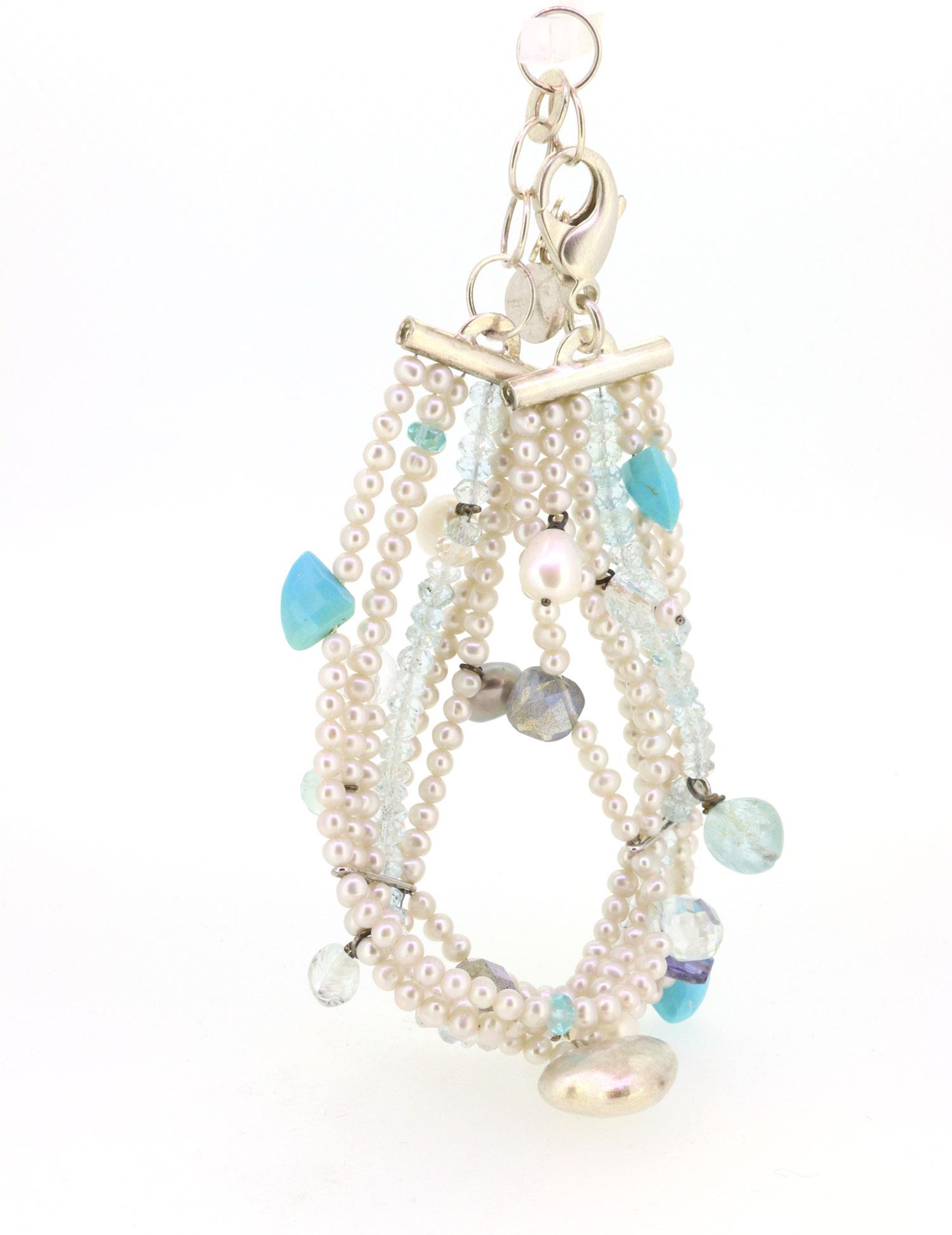 Armband Perle Aquamarin Silber - Individuelle Marken - 506weyr03-1