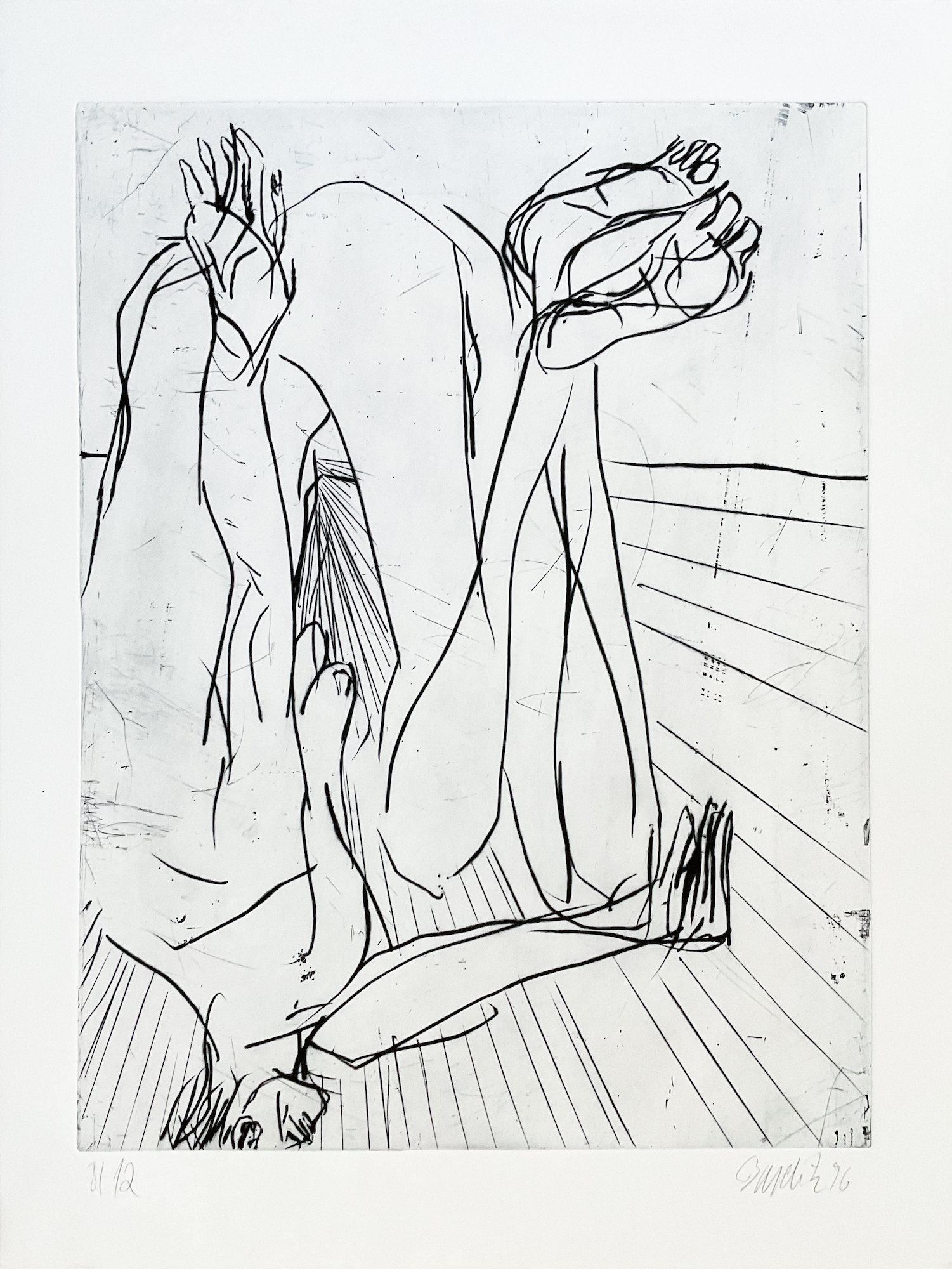 Georg Baselitz, Goldener Schnitt, Kaltnadelradierung, Auflage 12, 60 x 80 cm, 5.200 eur