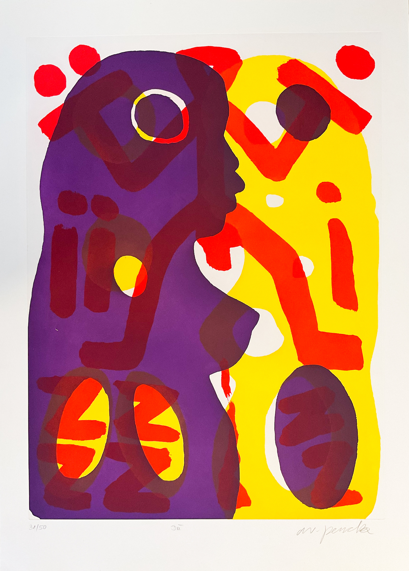 A.R. Penck, Serie II Du, Aquatinta-Radierung, Auflage 31/50, 77 x 107 cm, handsigniert und nummeriert, 2.980 eur