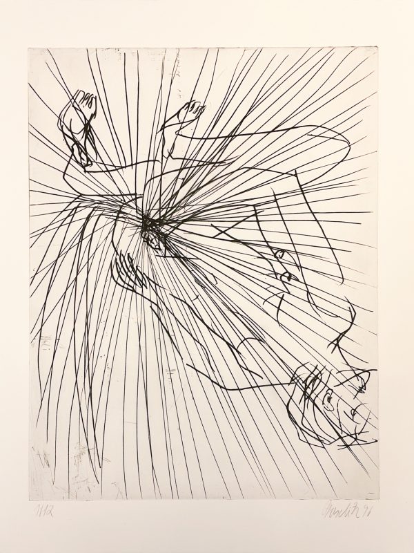 Georg Baselitz, Mittelpunkt von 1996, Kaltnadelradierung, Auflage 12, 60 x 80 cm, 5.200 eur