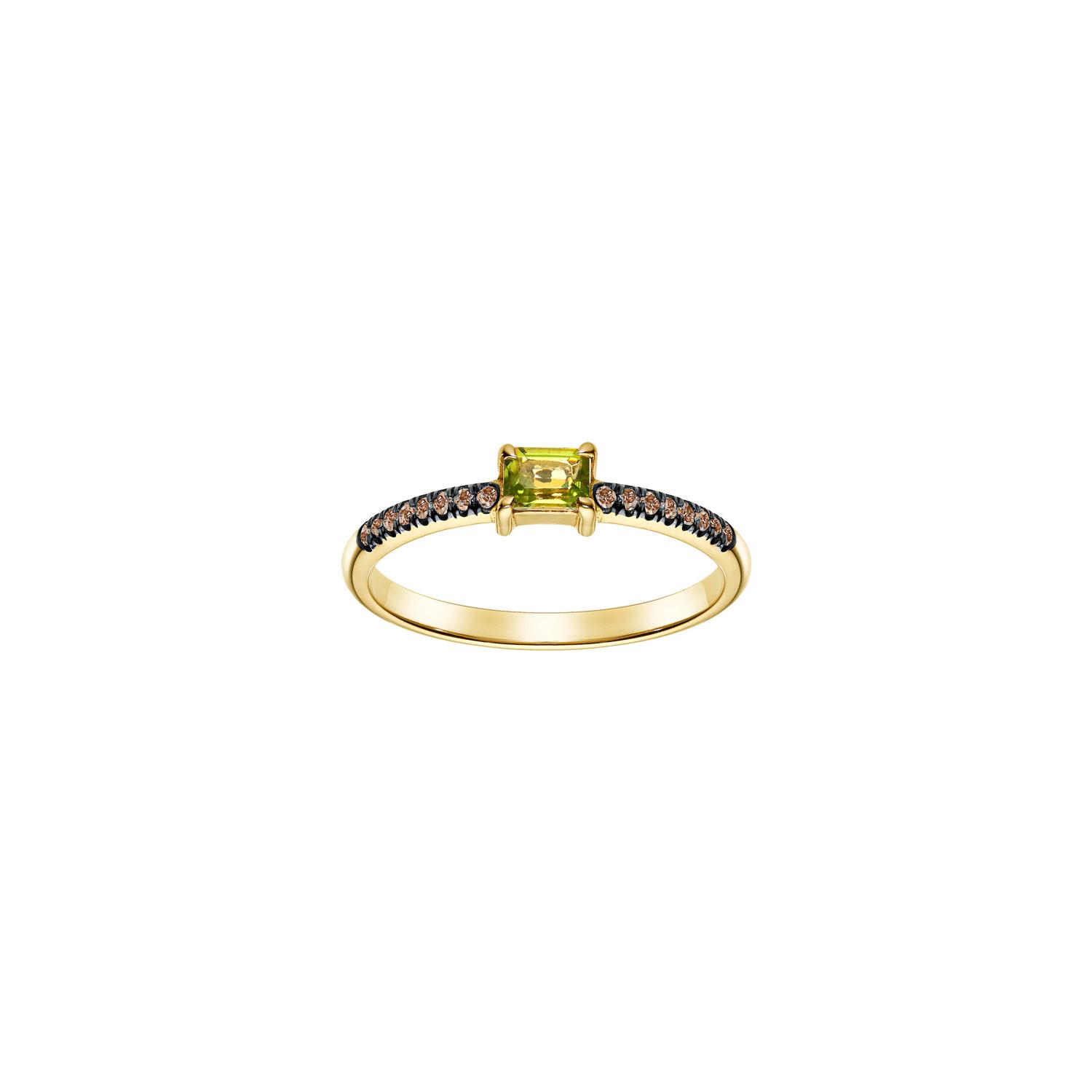 Ring Peridot Baguette und Diamanten 18kt Gelbgold - Lefteris Margaritis - RMC001-perbrd