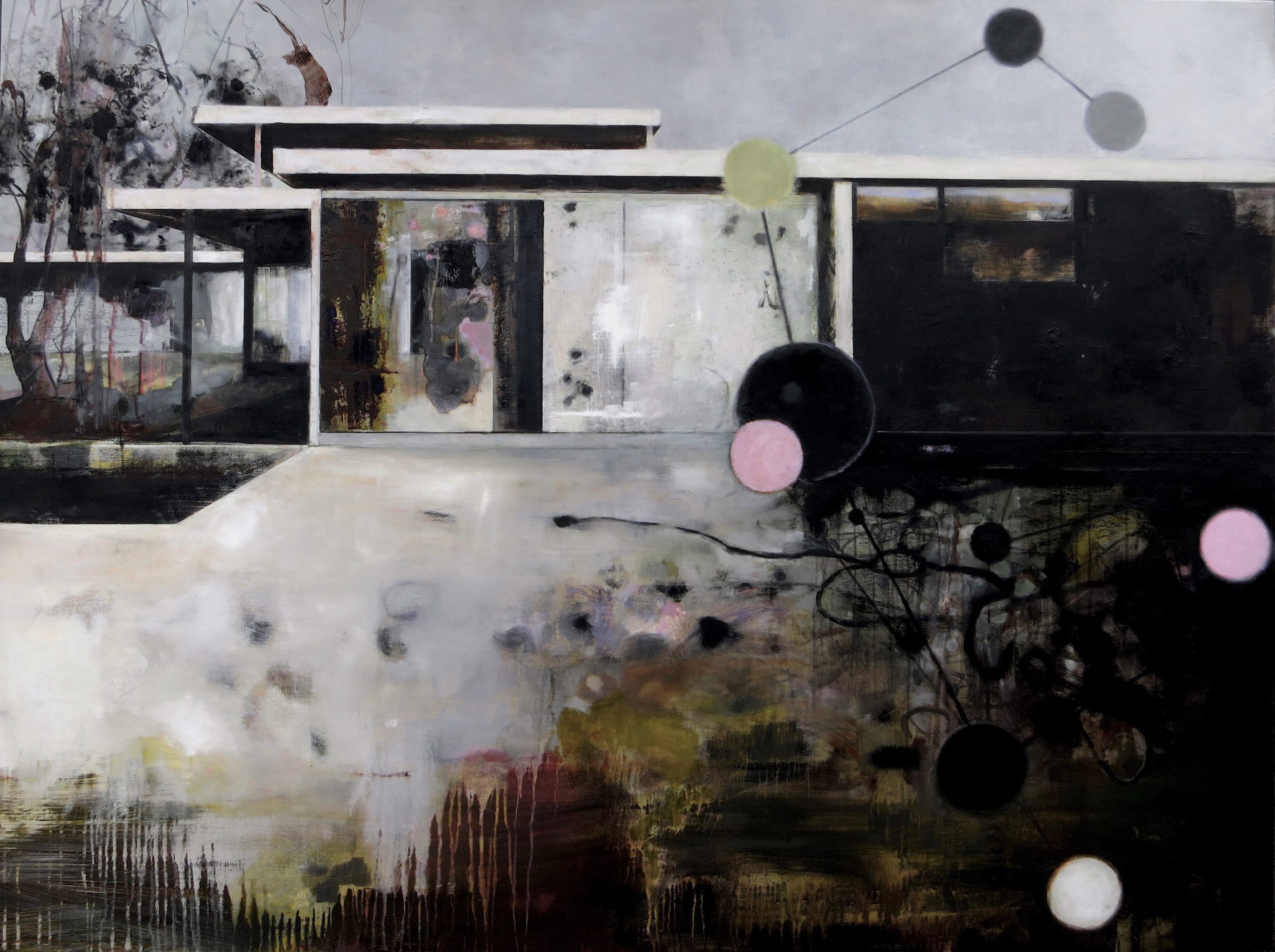 Carola Schapals: Collectors home with grey sky, Unikat, Öl auf Leinwand, 160 x 120 cm, 2015, 9790 eur