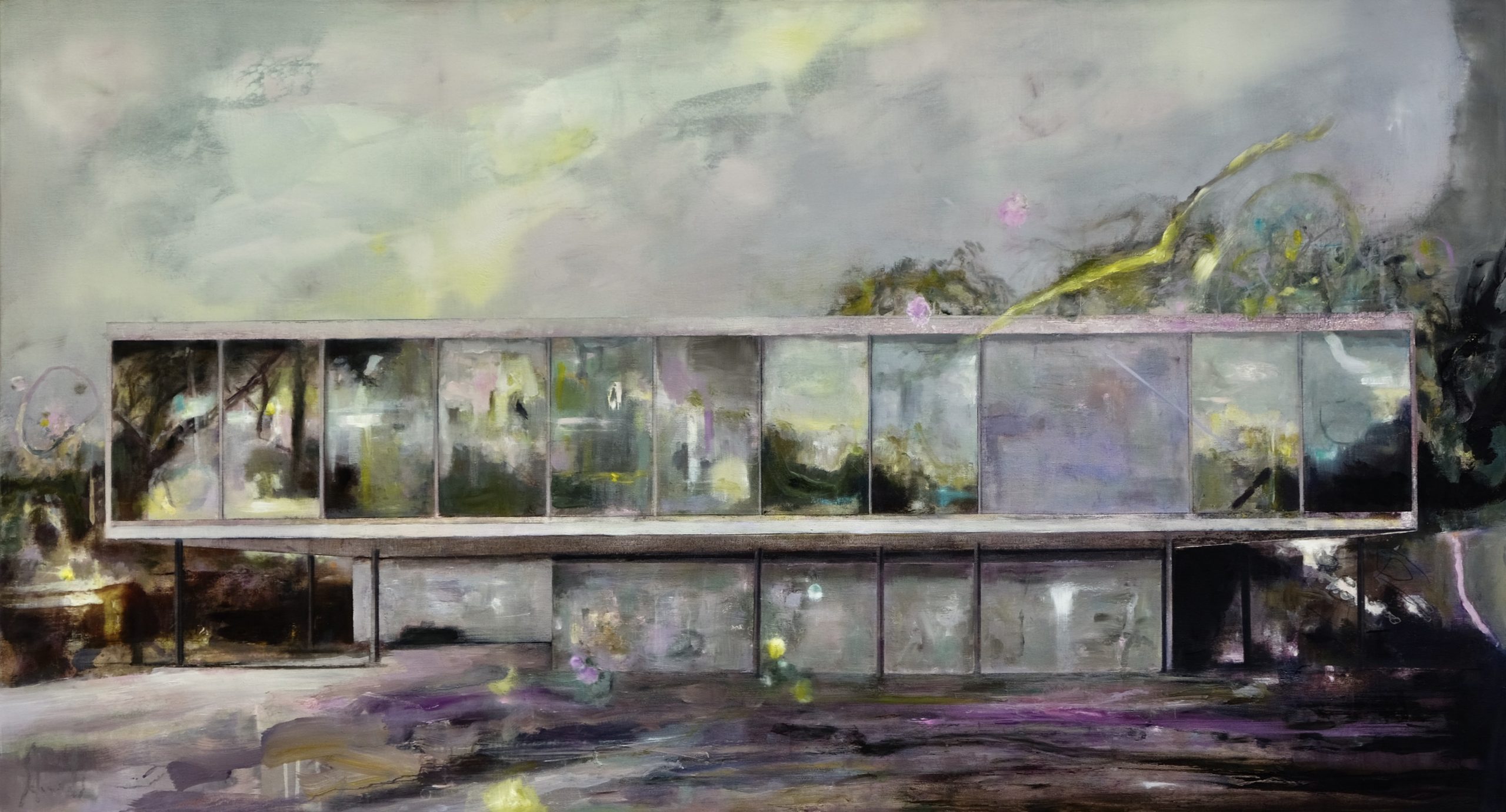 Carola Schapals: Studio House, Unikat, Öl auf Leinwand, 150 x 85 cm, 2020, 8.350 eur