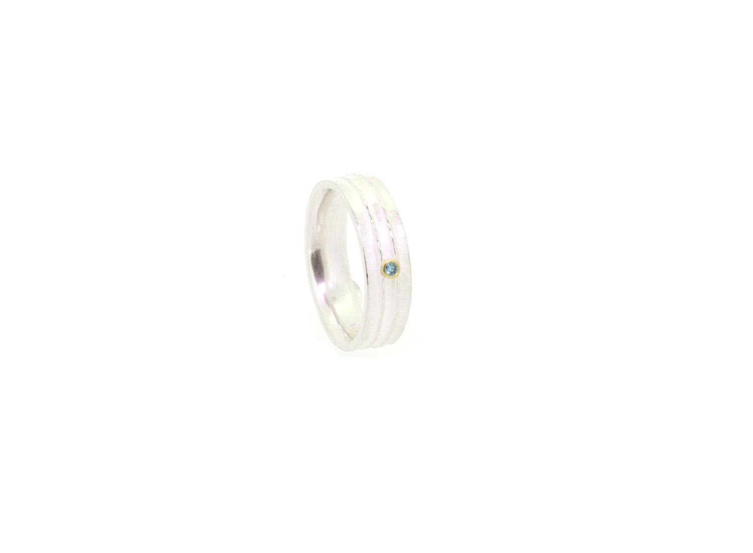 Ring mit blauem Brillant 925 Silber - Diagon - 086B56s