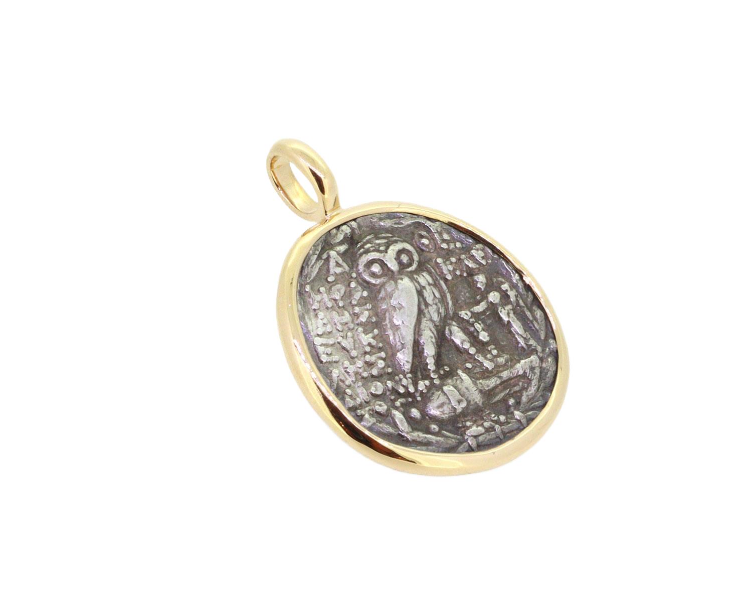 Anhänger Münze Eule und Athena 18kt Roségold - TwentyTen - 12091