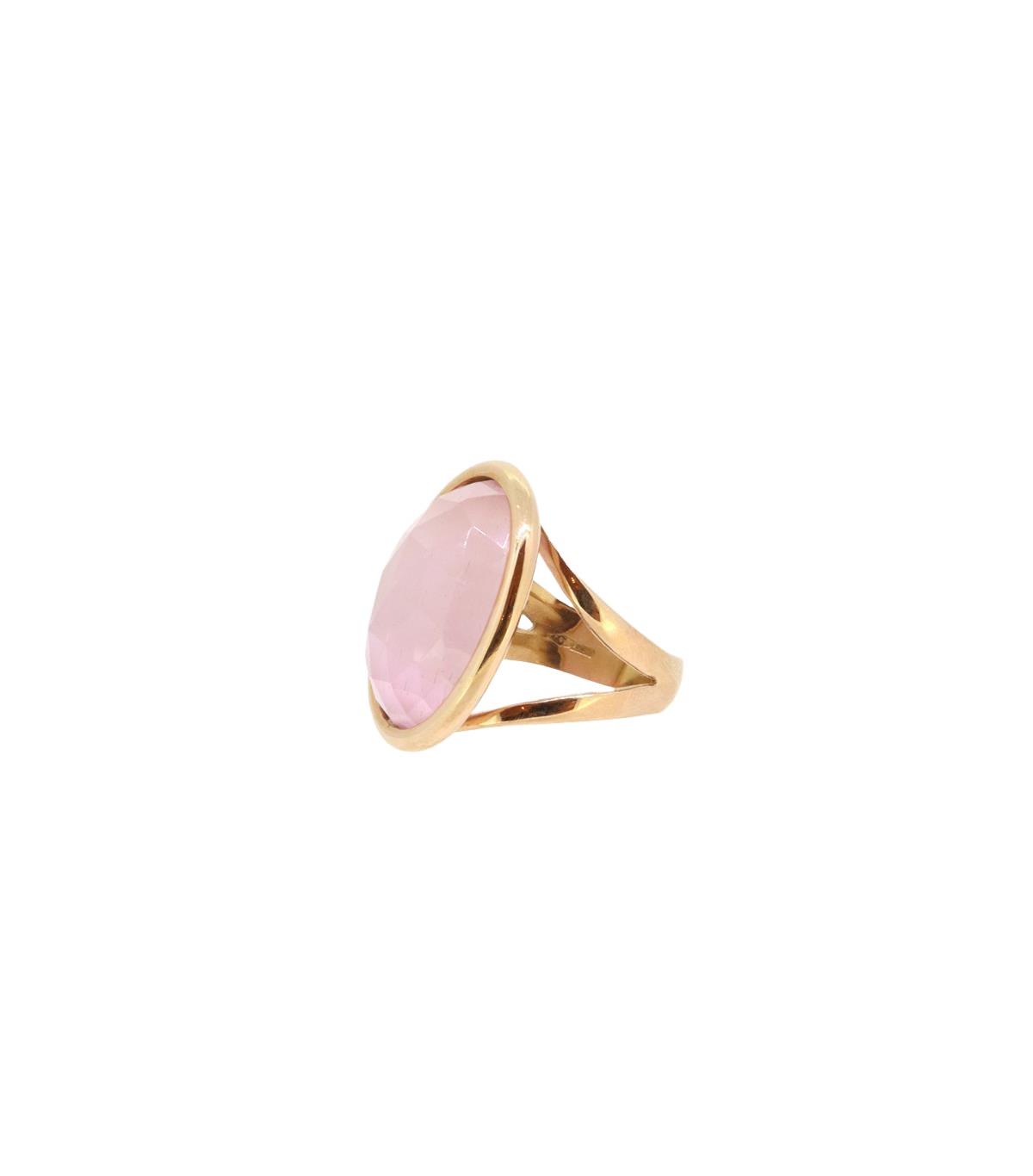 Ring 18ct Rosegold mit pink Quarz - GalerieVoigt - AN-0-893