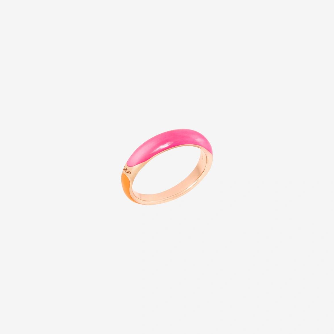 Ring Rondelle Emaille orange und rosa - Dodo - DAC3007RONDEAFRAG