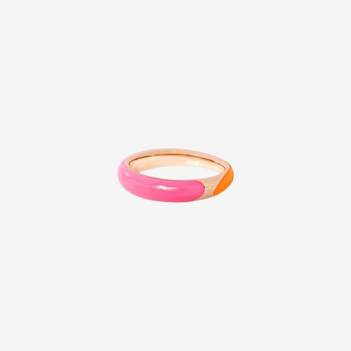 Ring Rondelle Emaille orange und rosa - Dodo - DAC3007RONDEAFRAG