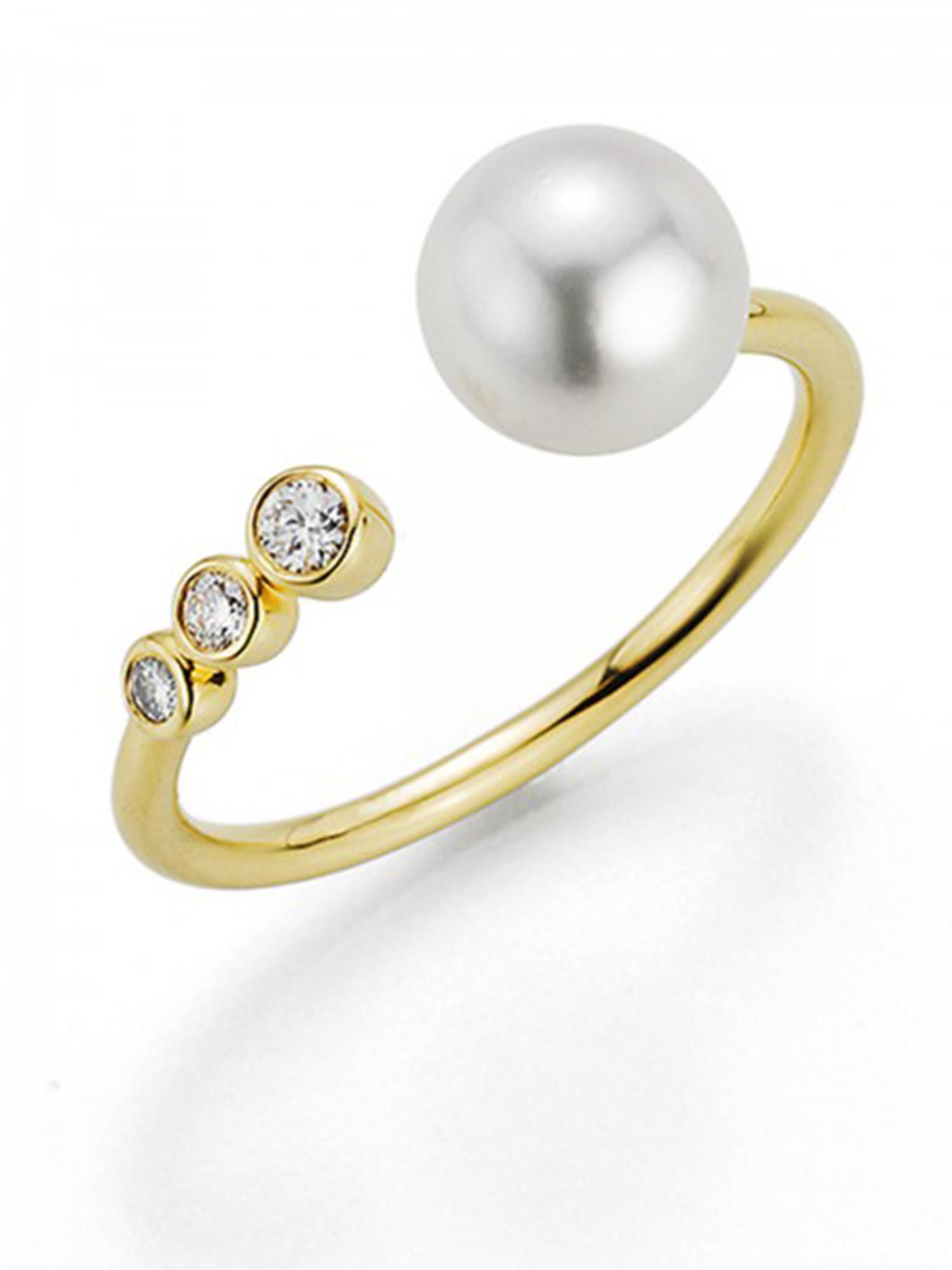 Ring Next Perle 3 Brillanten 18kt Gelbgold - Yana Nesper - AP90-7