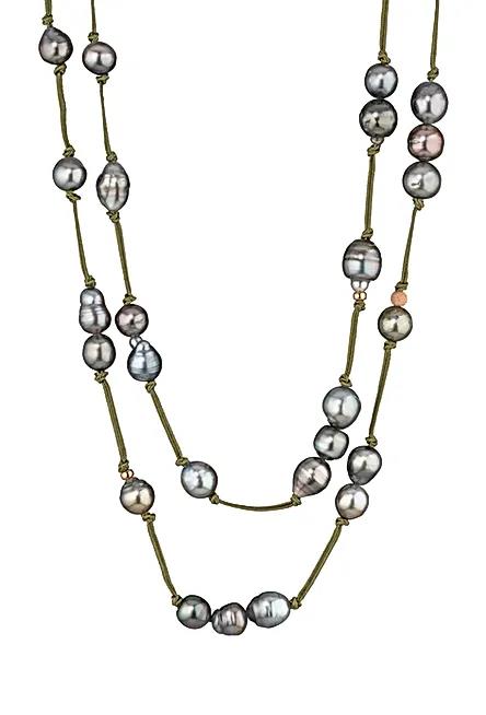 Kette Perlen auf Seidenband mit 18kt Roségold - Gellner - 2-81654-04
