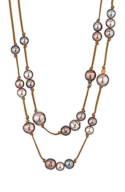 Kette Perlen auf Seidenband mit 18kt Roségold - Gellner - 2-81654-05
