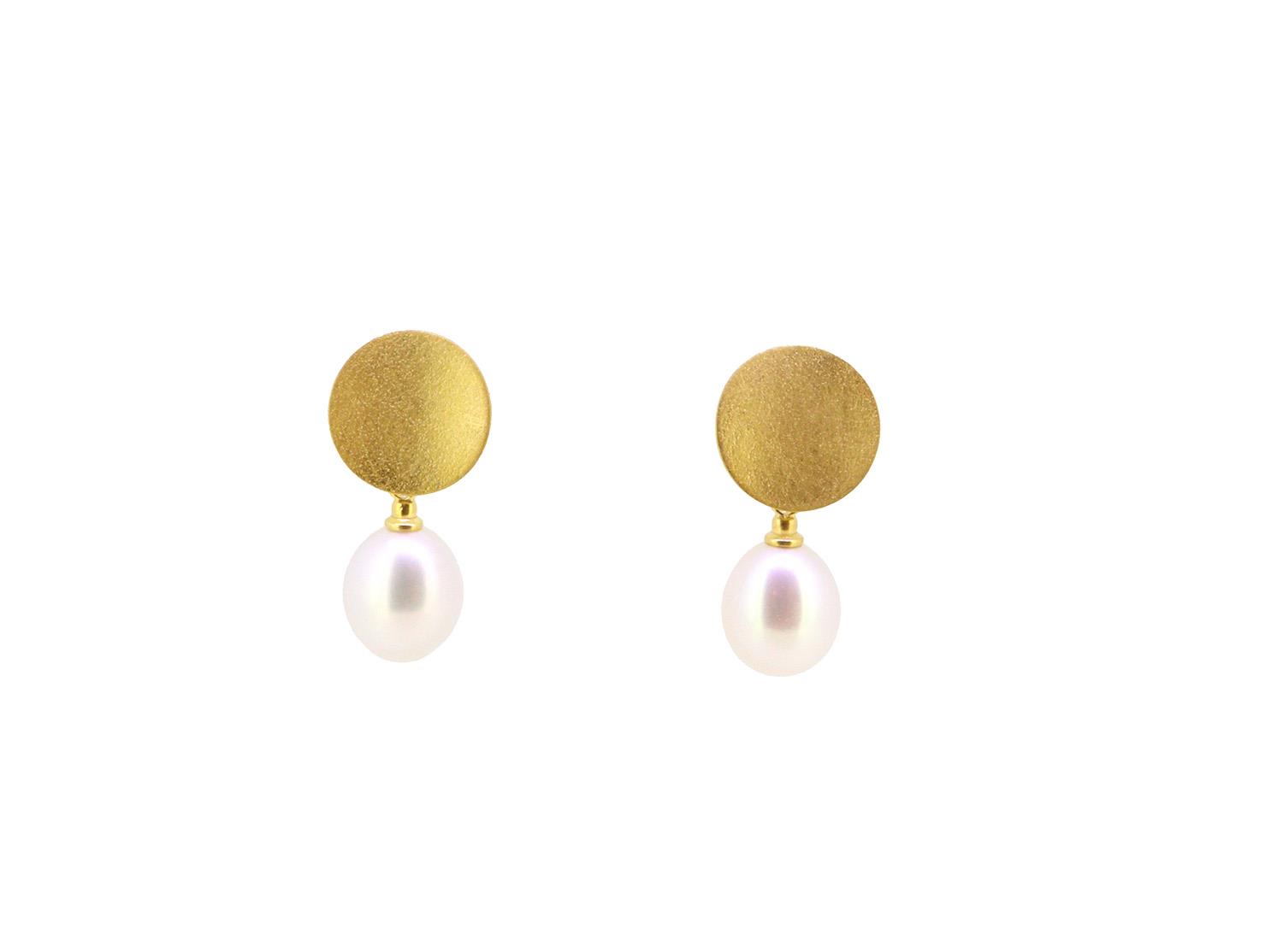 Ohrringe mit Perle 925 Silber vergoldet - Maria Rzewuska - MZCME08