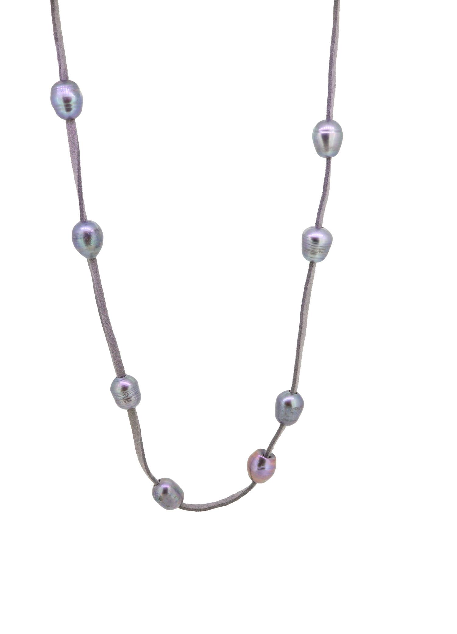 Halskette mit Tahiti Perlen auf Lederschnur - GalerieVoigt - 123dare11-1