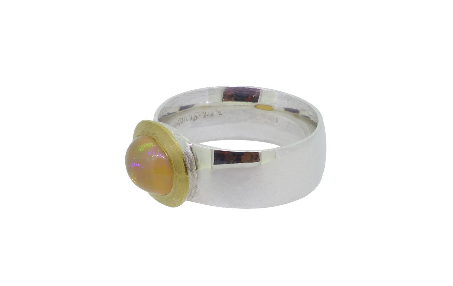 Ring Opal 925 Silber teils goldplattiert - Individuelle Marken - 2356