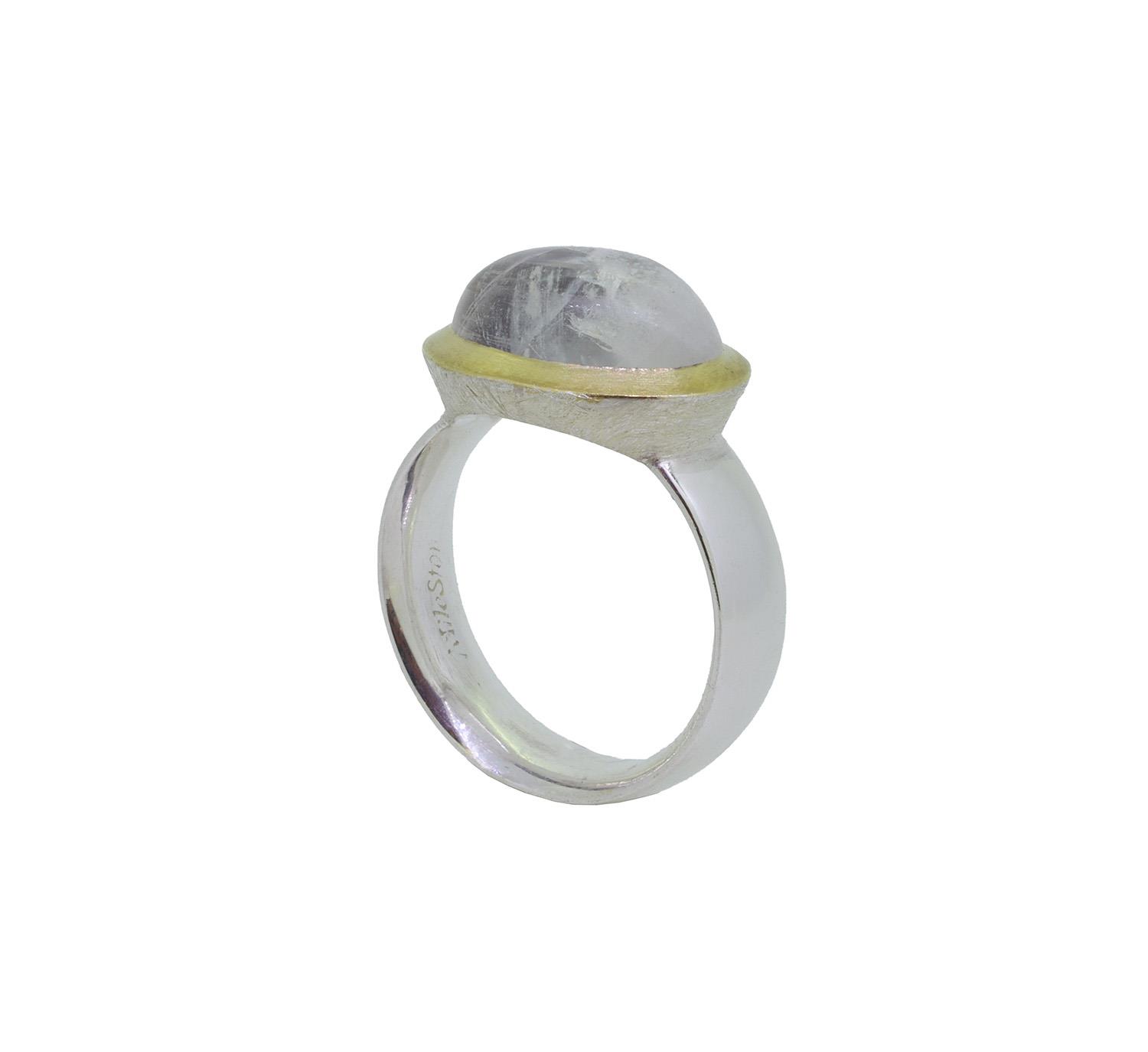 Ring Labradorit 925 Silber teils goldplattiert - Individuelle Marken - 54