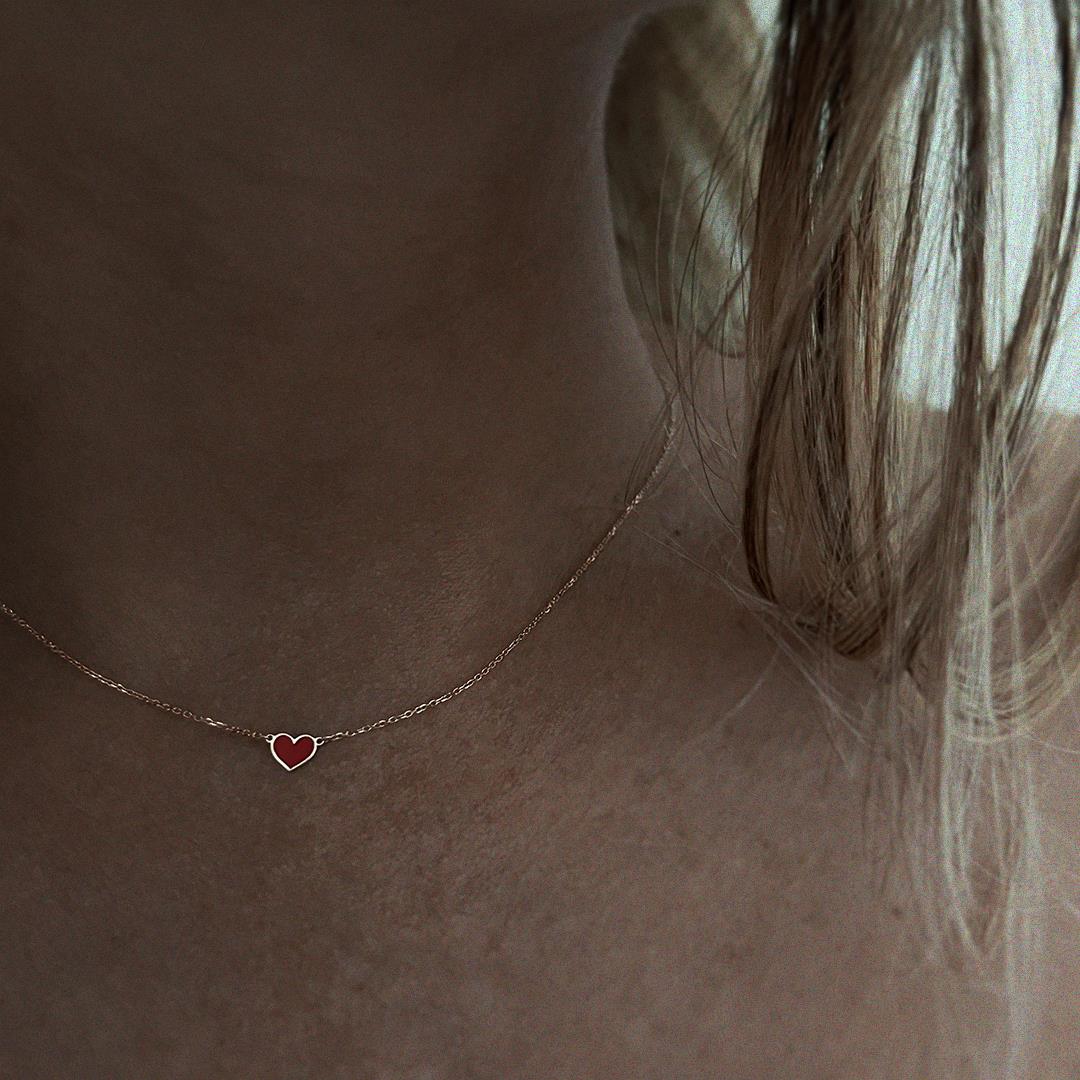 Halskette Herz Emaille 18kt Roségold - vanrycke - CE1R0-01-R