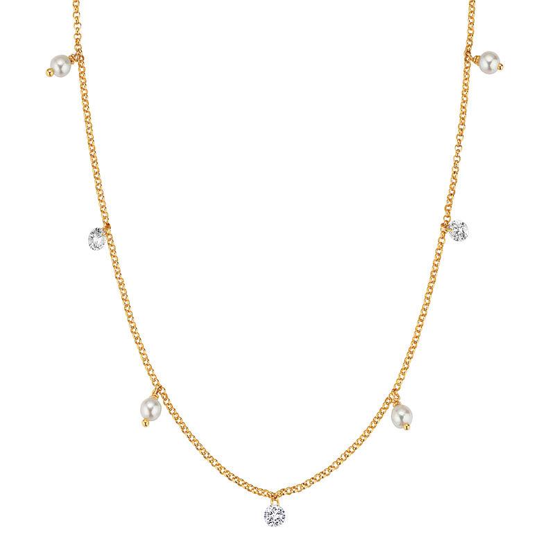 Halskette Bolero Brillant Perle 18K Gelbgold - Gellner - 2-81645-01