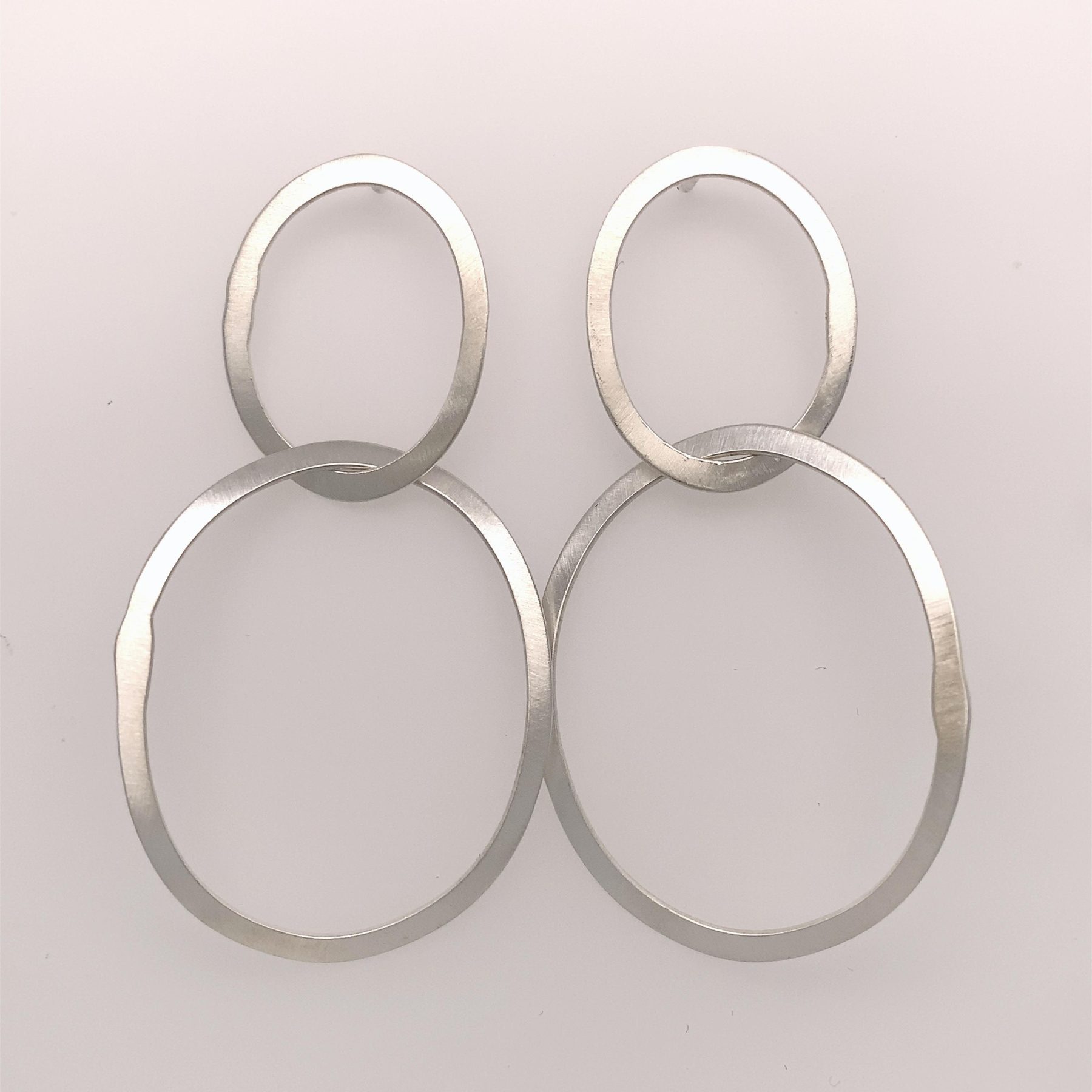 Ohrhänger Oval breit gewellt 6cm 925 Silber - Antje Liebscher - 11543