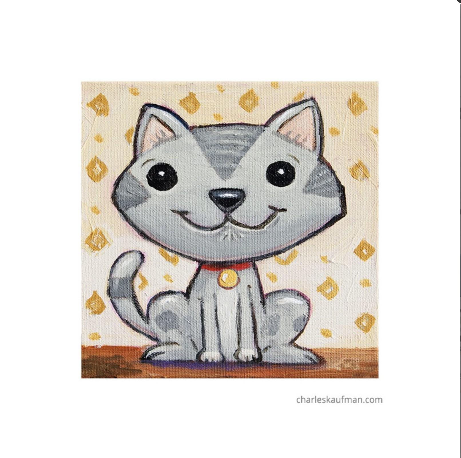 Smiling Grey Cat - Kaufmann, Charles - k-CHK424