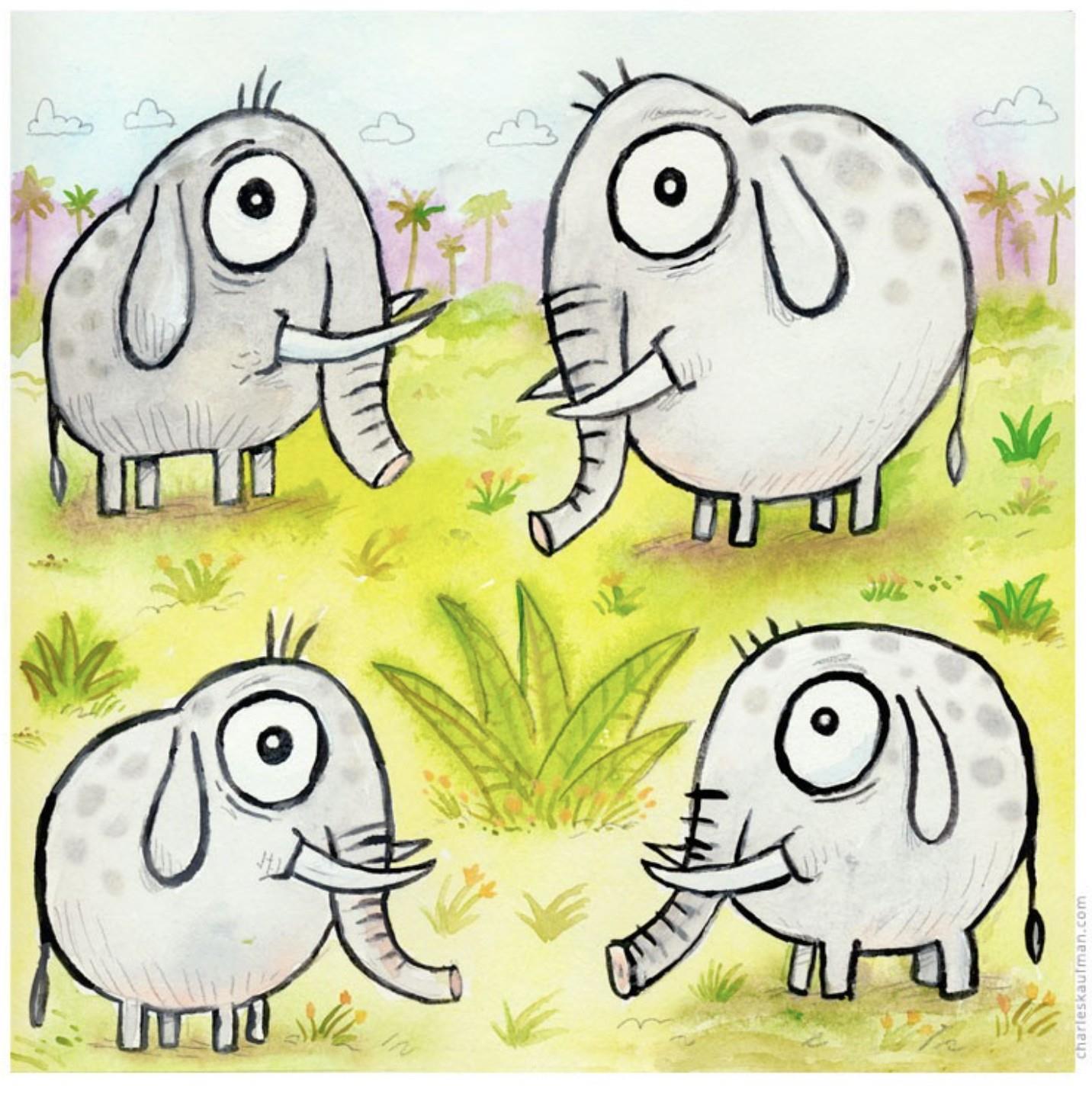 Four happy elephants - Kaufman, Charles - k-CHK429
