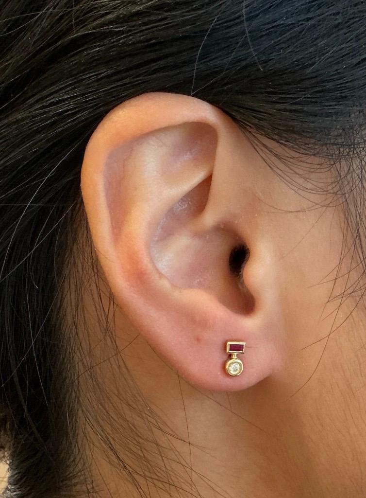 Ohrstecker Brillant Rubin 18K Gelbgold - Lefteris Margaritis - EG0144DR