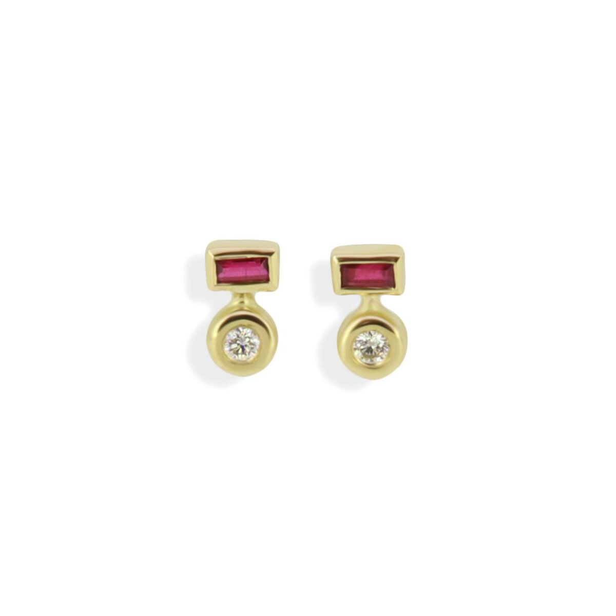 Ohrstecker Brillant Rubin 18K Gelbgold - Lefteris Margaritis - EG0144DR
