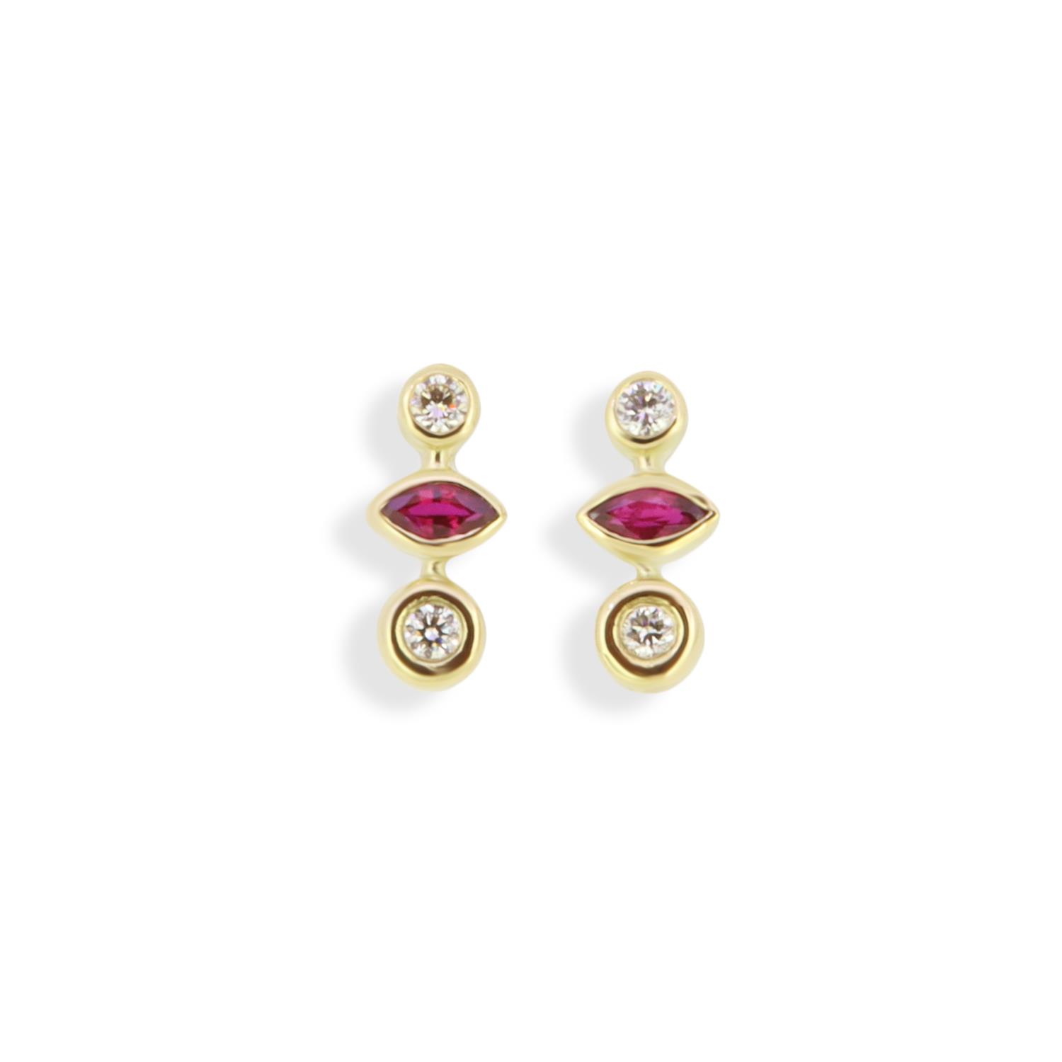 Ohrstecker Brillanten Rubin 18K Gelbgold - Lefteris Margaritis - EG0149DR