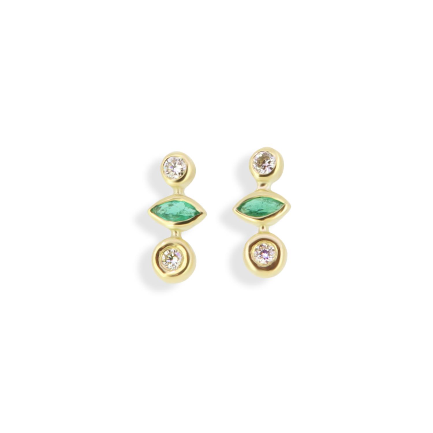 Ohrstecker Brillanten Smaragd 18K Gelbgold - Lefteris Margaritis - EG0149E