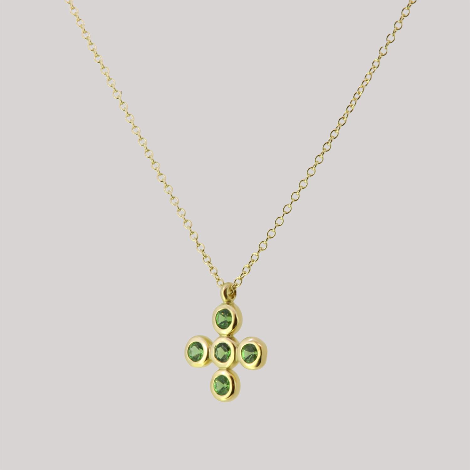 Halskette Kreuz Tsavorit 18K Gelbgold - Lefteris Margaritis - NG0141CH
