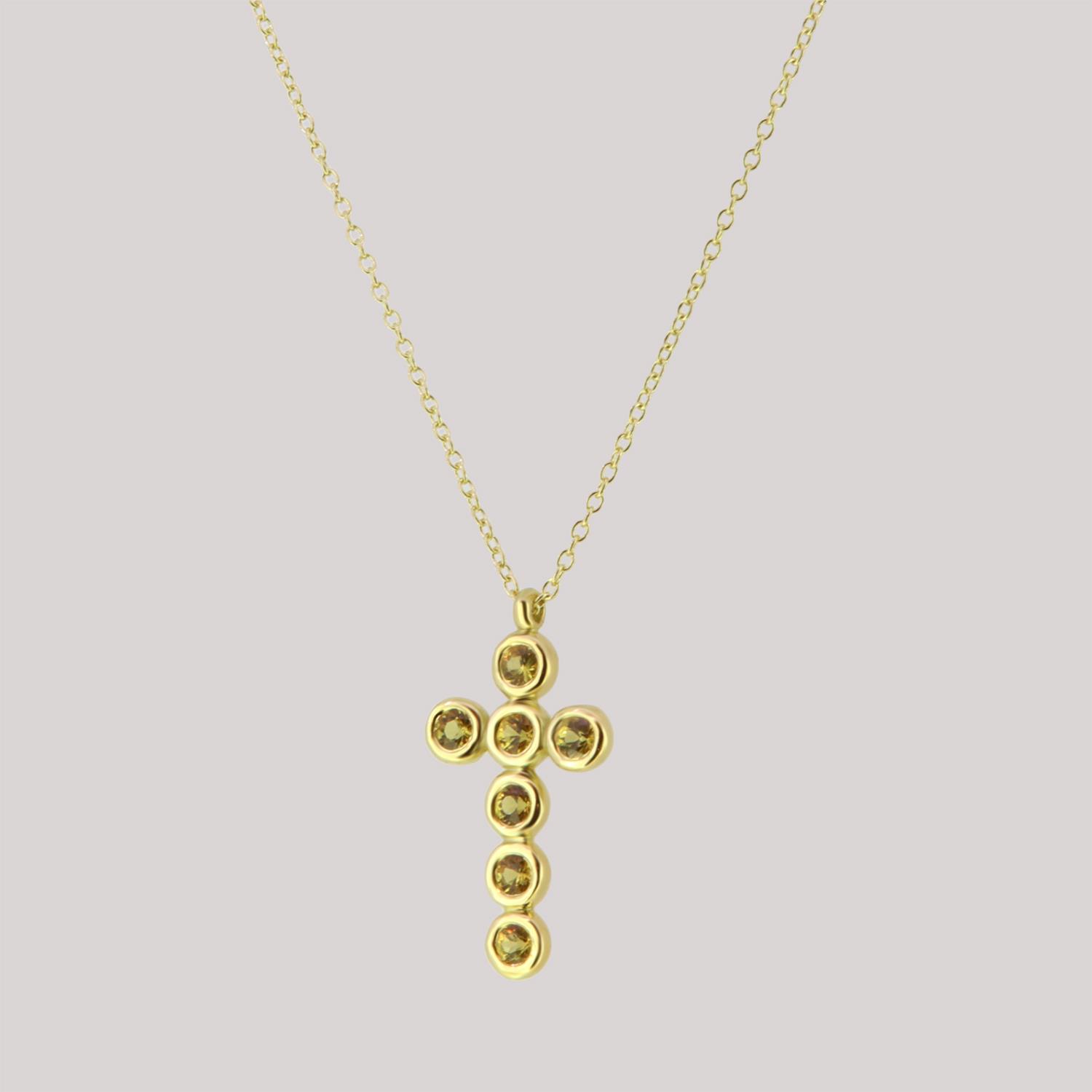 Halskette Kreuz Saphir 18K Gelbgold - Lefteris Margaritis - NG0142