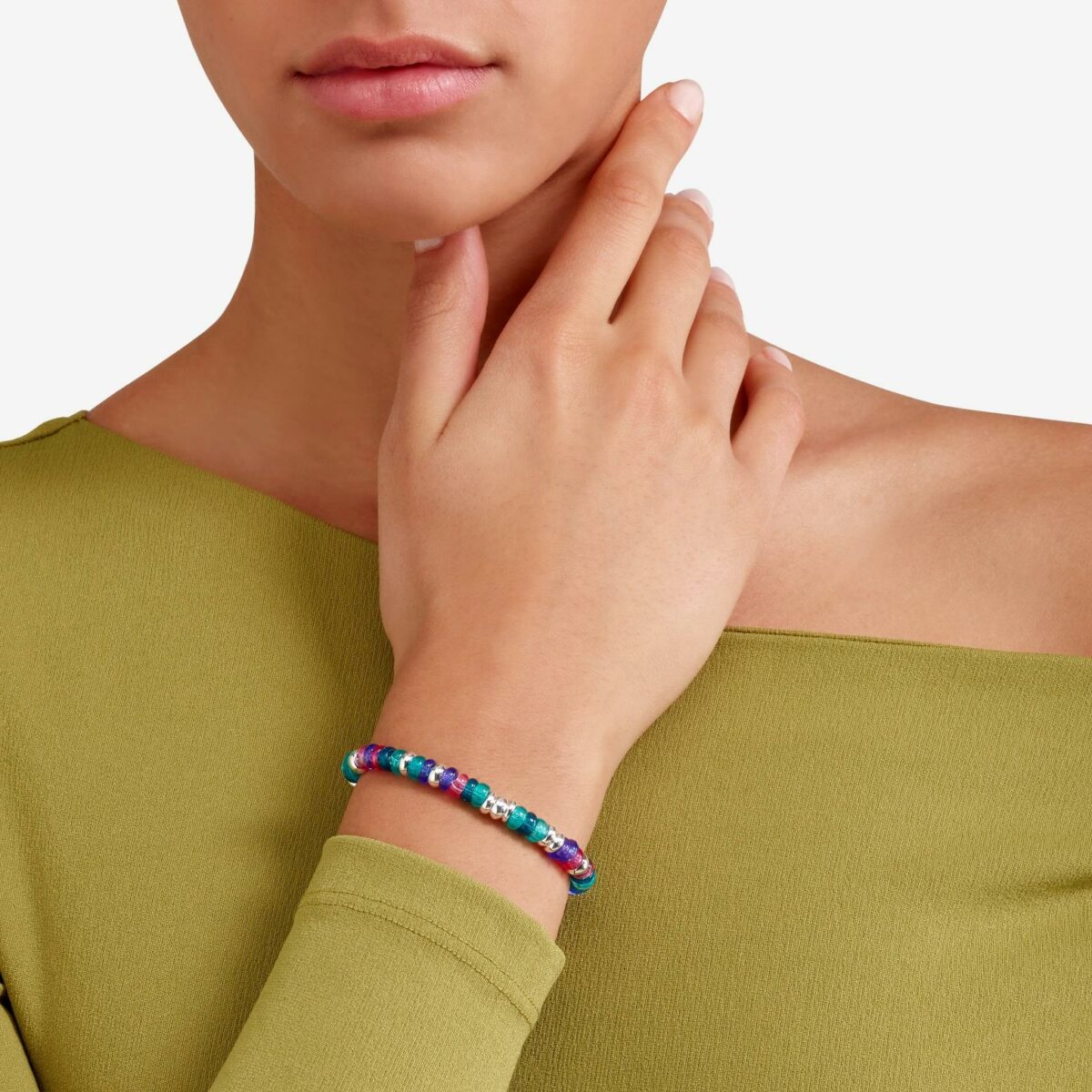 Armband Rondelle Silber und recycelter Kunststoff - Dodo - DBC5004_RONDE_VI0AG_XXL