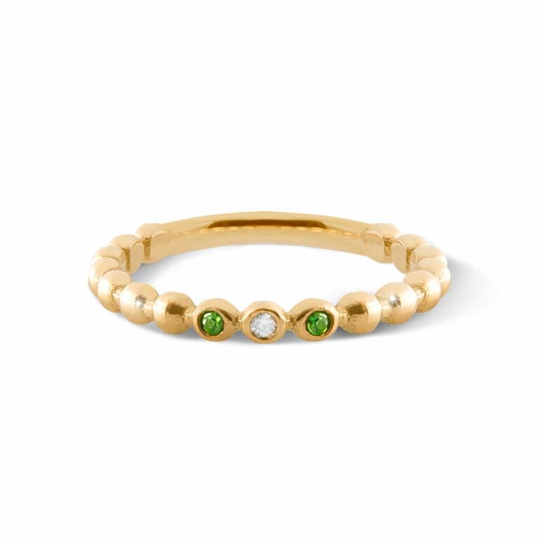 Ring Connecting Dots Smaragd Diamant Gelbgold - Minitials - 4-CD-3D-SDS