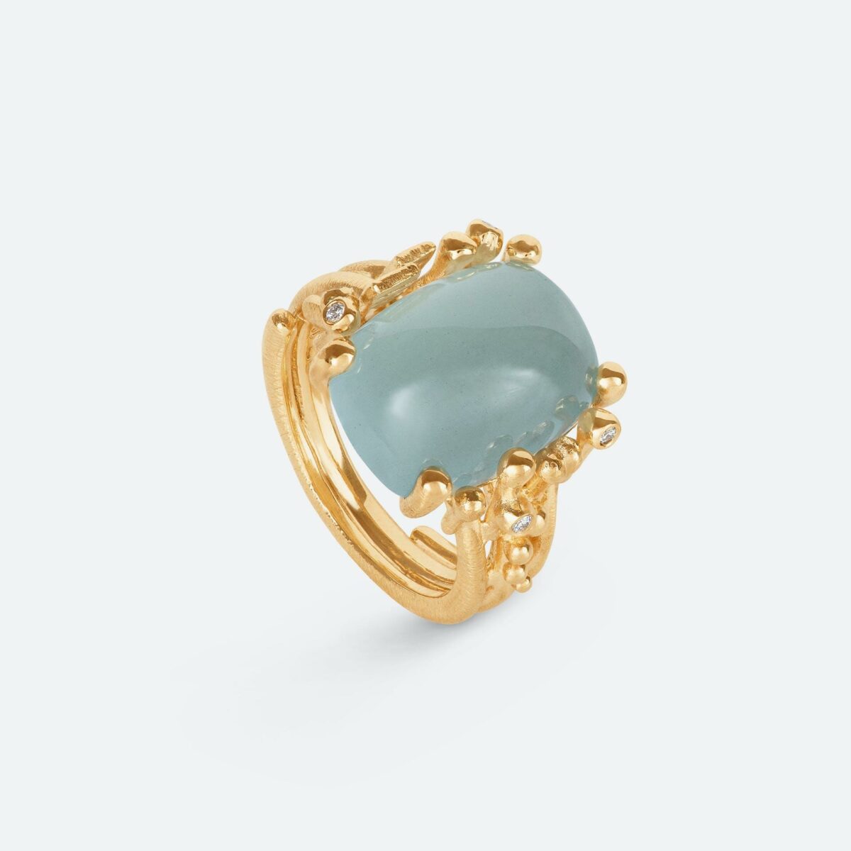 Ring BoHo Aquamarin Brillanten 18K Gelbgold - Ole Lynggaard - A2933-402