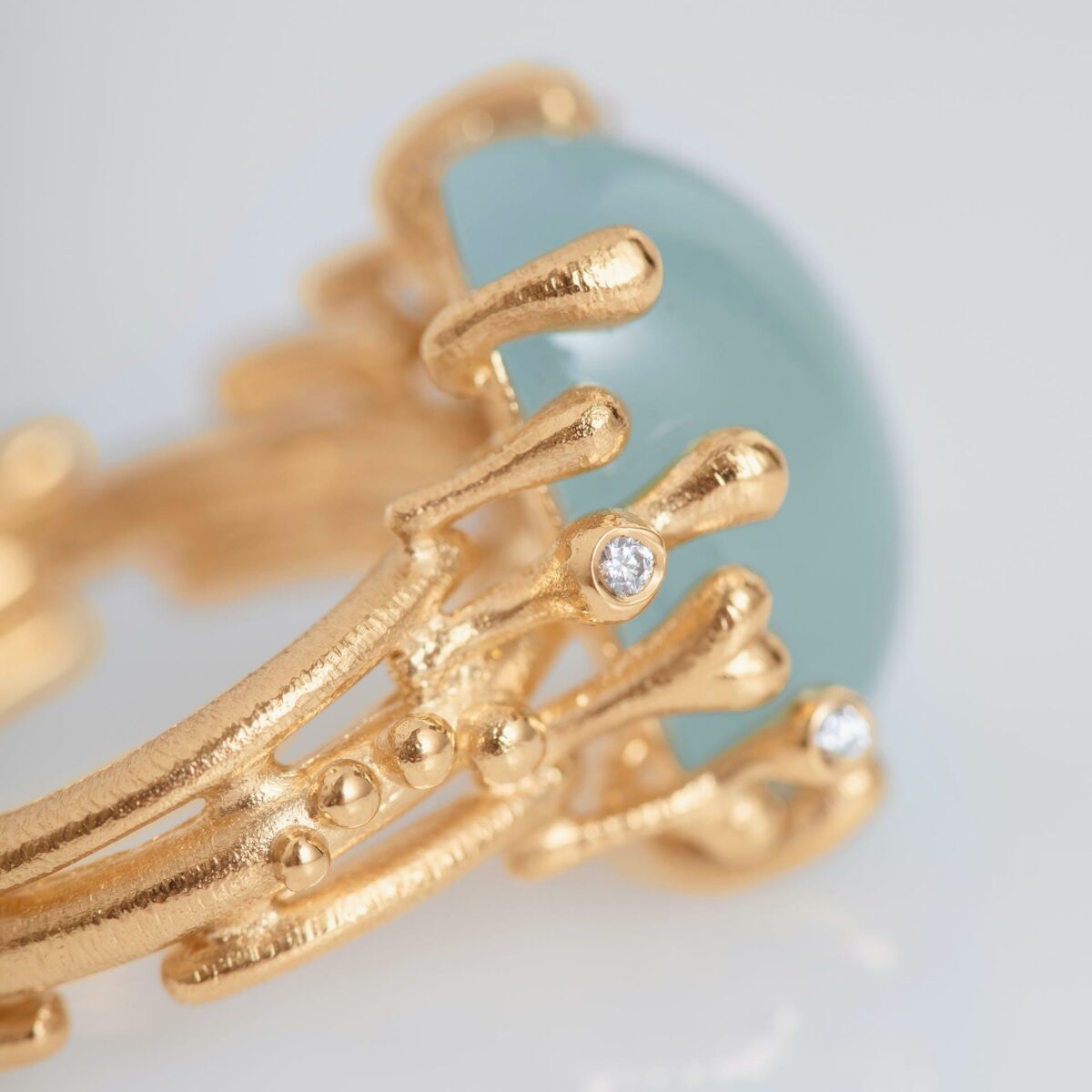 Ring BoHo Aquamarin Brillanten 18K Gelbgold - Ole Lynggaard - A2933-402