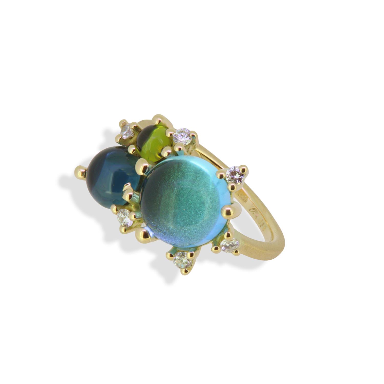 Ring Stellini Turmalin Topas Diamant 14K Gold - Noen - 51131020GG