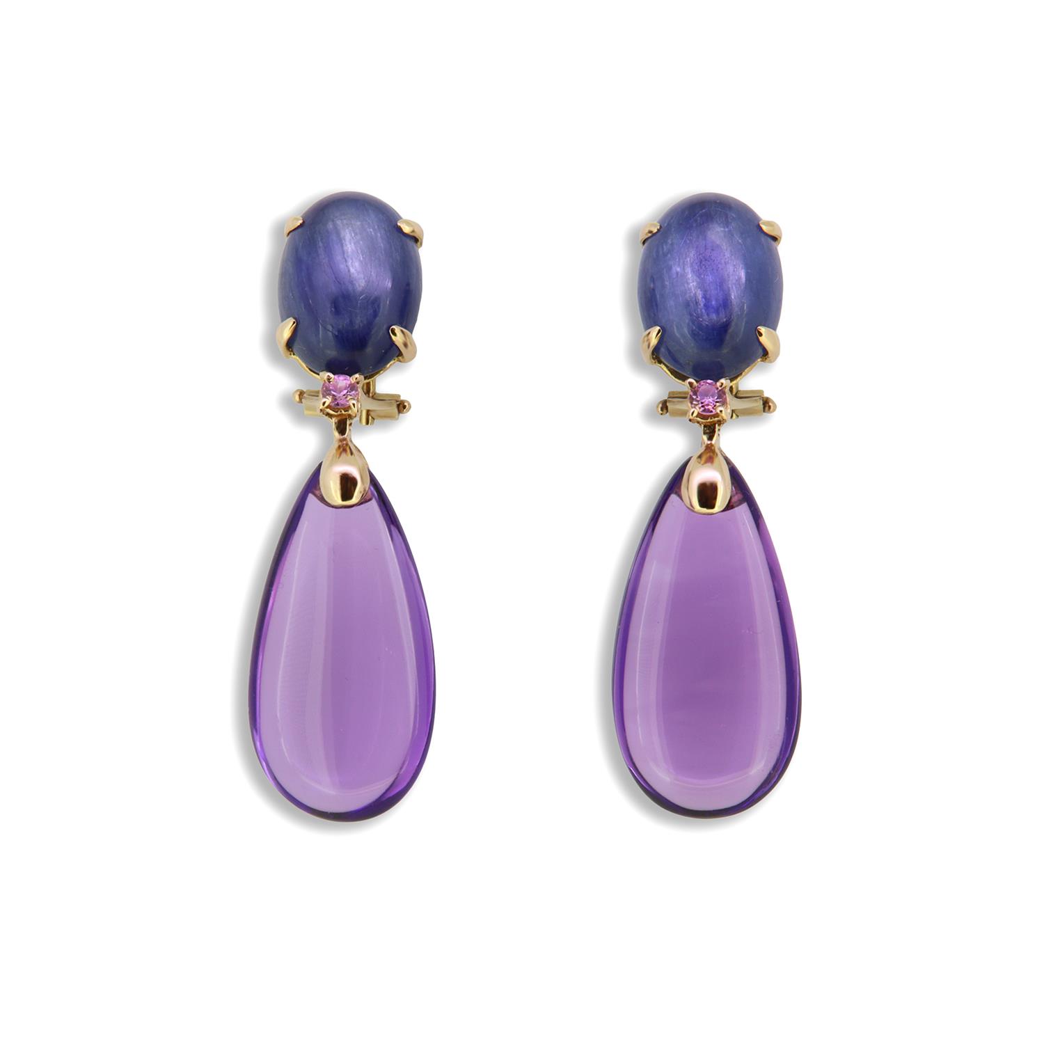 Ohrringe Kyanit Amethyst pink Saphir - Individuelle Marken - O-DAILY-14S-035