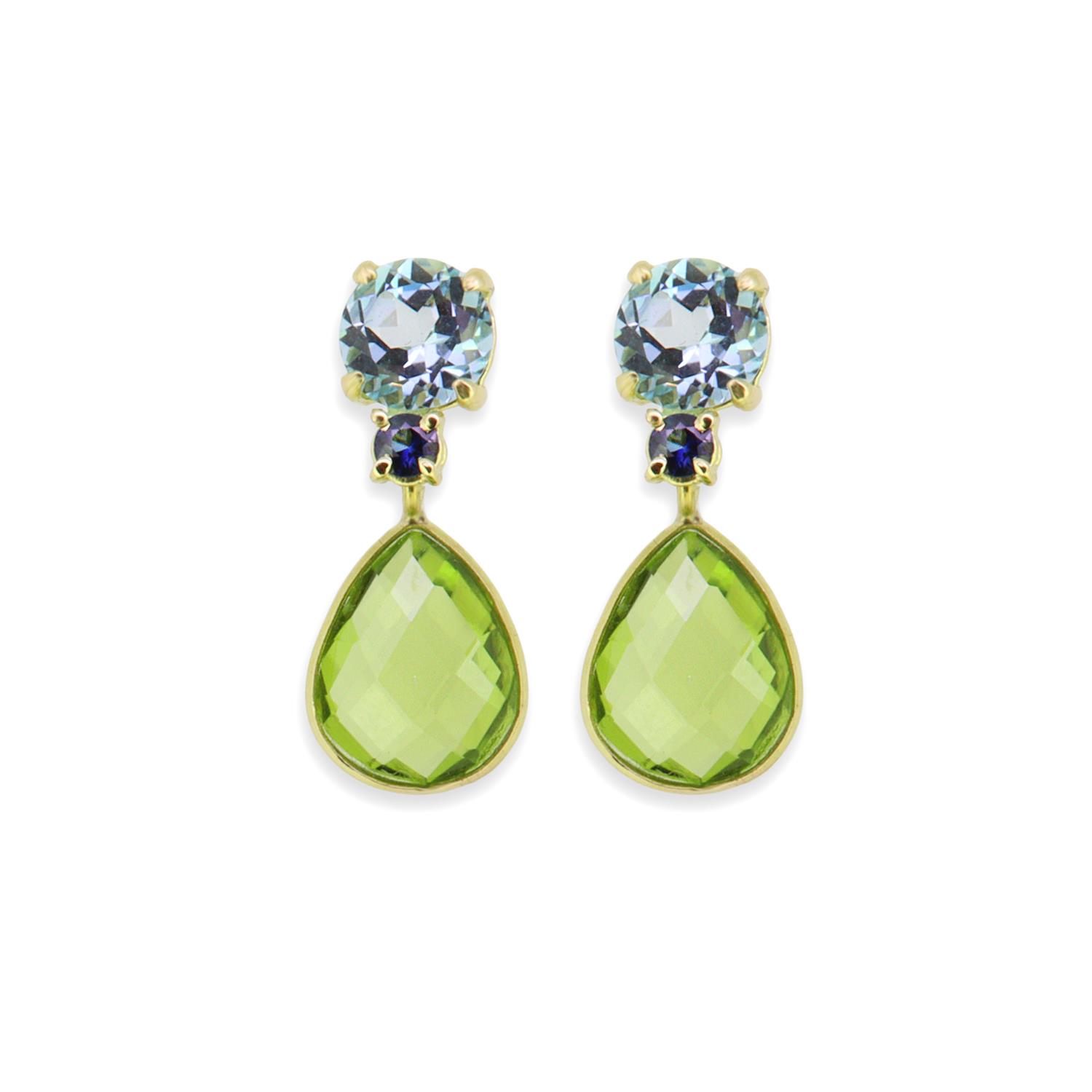 Ohrringe Topas Peridot Saphir Gelbgold - Individuelle Marken - OR-MINI-003