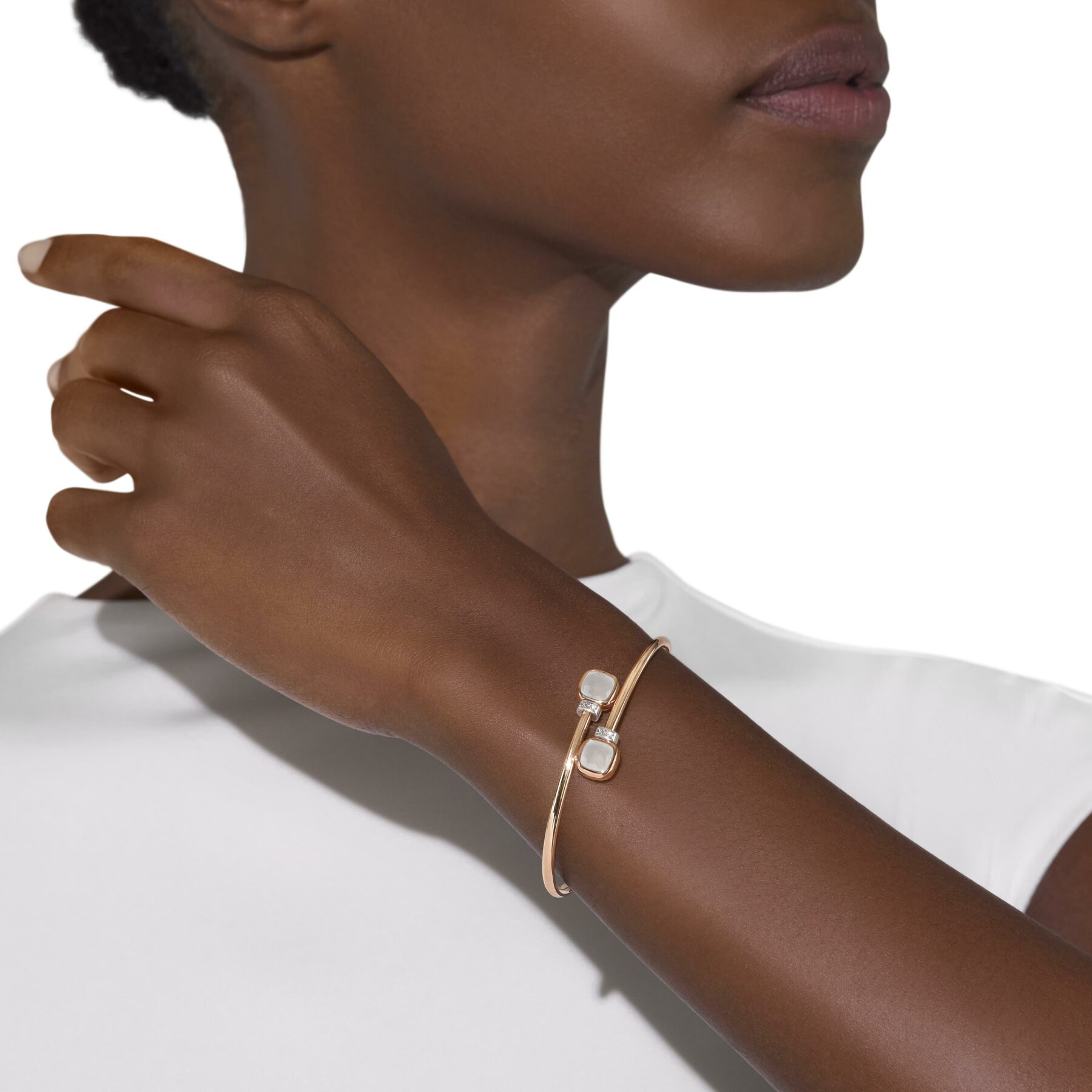 Armreif Nudo Milky Quarz Diamanten Roségold - Pomellato - PBC5020O6WHRDBQLT