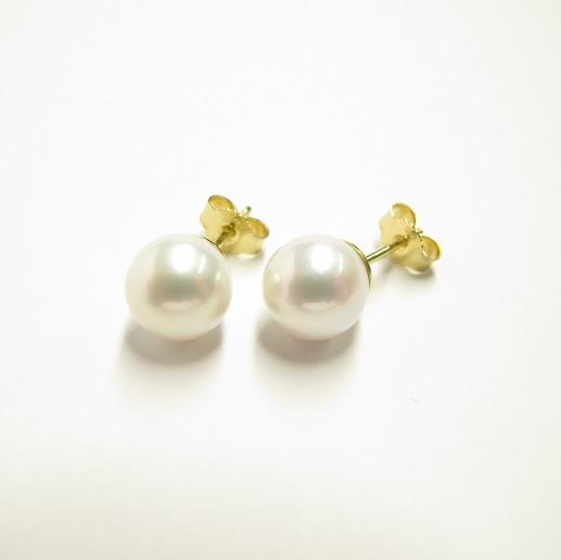 Ohrstecker Süsswasserperlen 9-9,5mm Gelbgold - Gellner - 5-24337-01