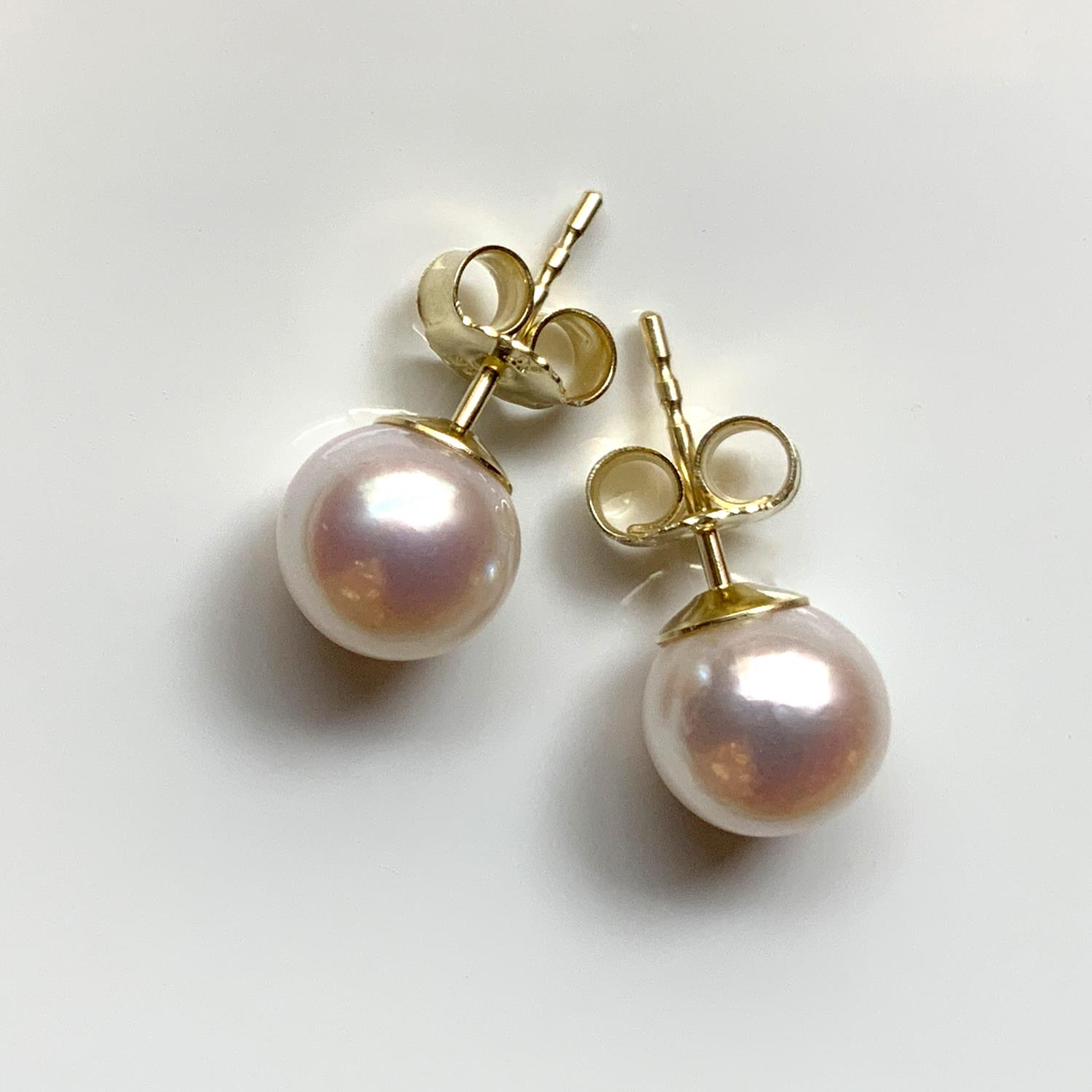Akoyaperlen 7,5-8mm Ohrstecker 14K Gelbgold - GalerieVoigt - 5011-124