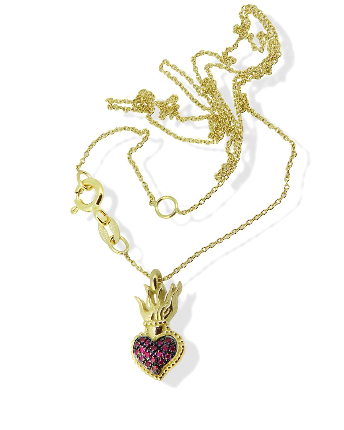 Kette 18K Gelbgold mit Saphir Herz - Lefteris Margaritis - NG0073PS
