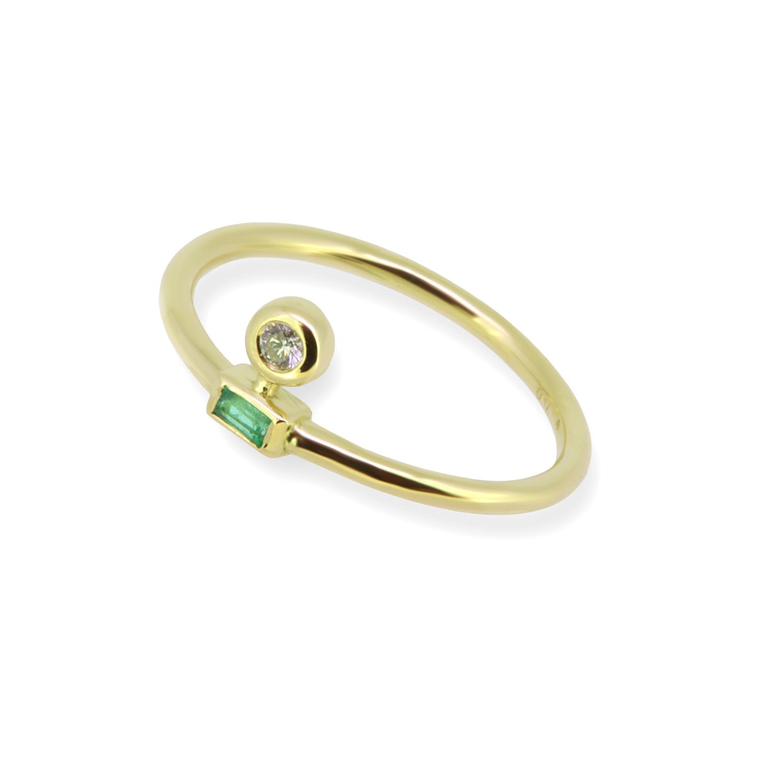 Ring 18K Gelbgold mit Smaragd und Diamant - Lefteris Margaritis - RG0235E