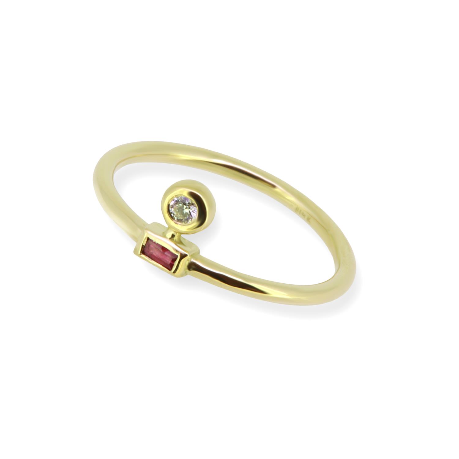 Ring 18K Gelbgold mit Rubin und Diamant - Lefteris Margaritis - RG0235R