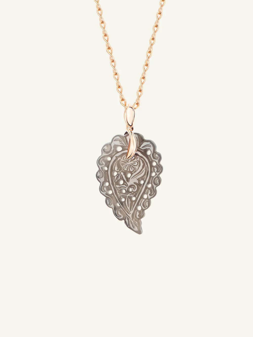 Anhänger India Leaf 18K Roségold, Chalcedon - Tamara Comolli - P-IND-m-Gre-rg