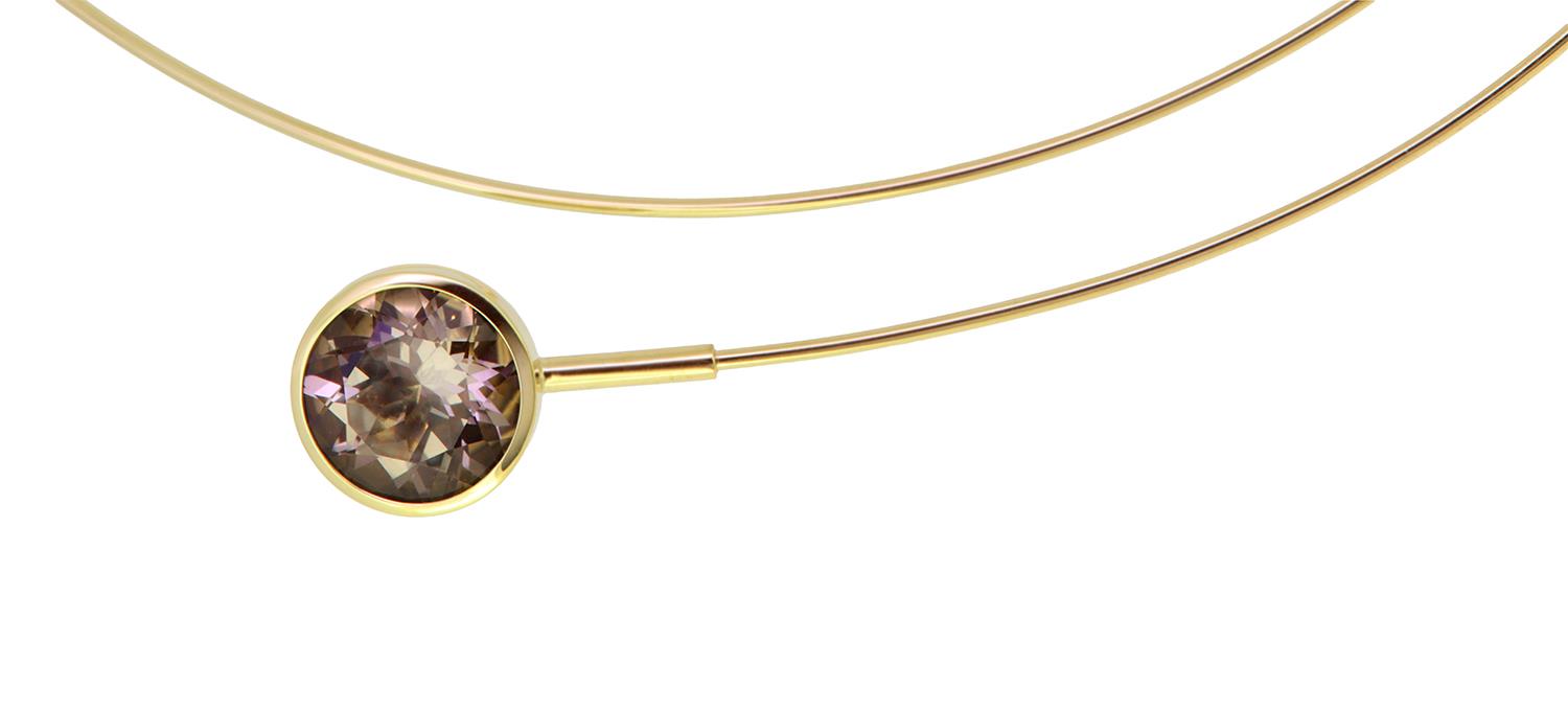 Halsreif Blub 12mm Rauchquarz 18K Gelbgold - Georg Spreng - 125spre10-3