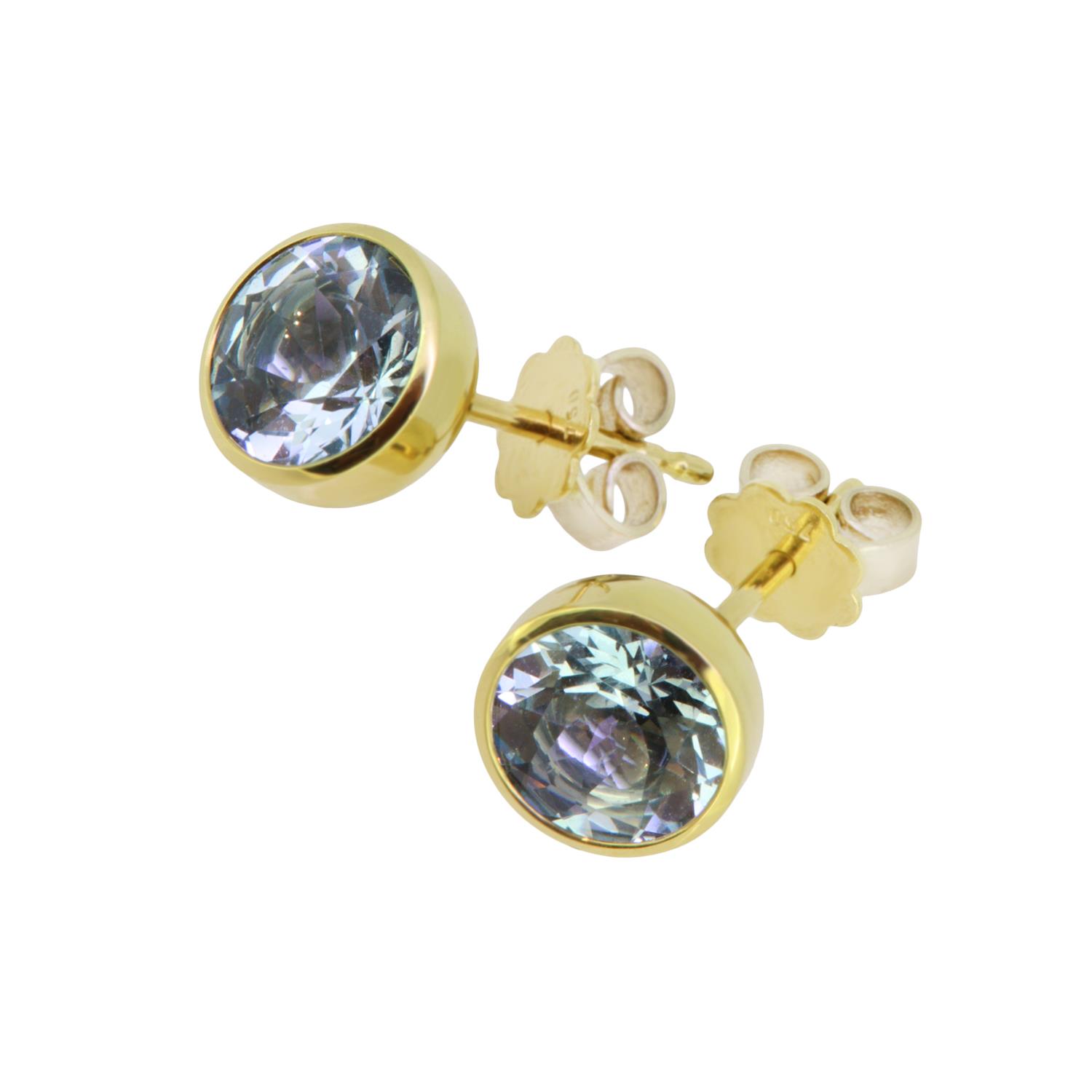 Ohrstecker Blub 8mm Aquamarin 18K Gelbgold - Georg Spreng - 325spre10-4