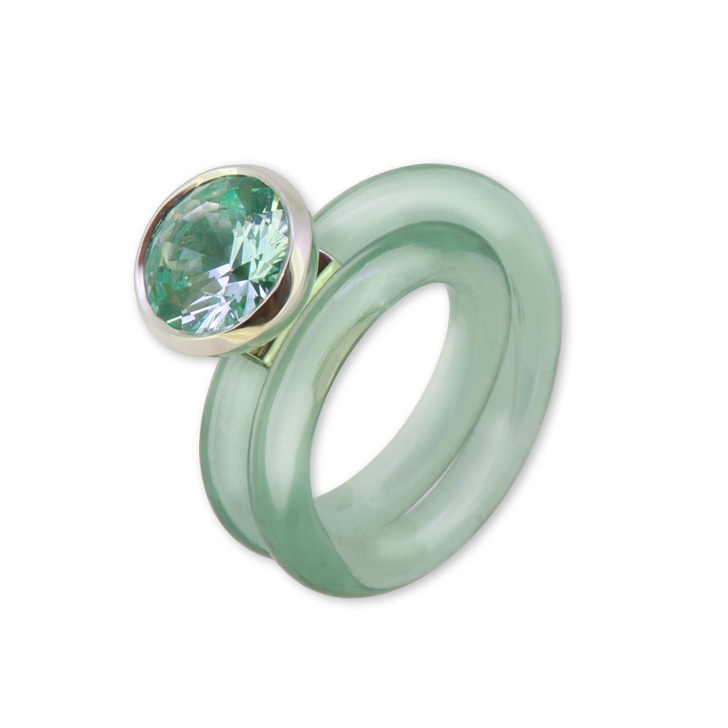 Ring Dakini klein 925 Silber Zirkonia mint - Monika Seitter - 425seit09-2